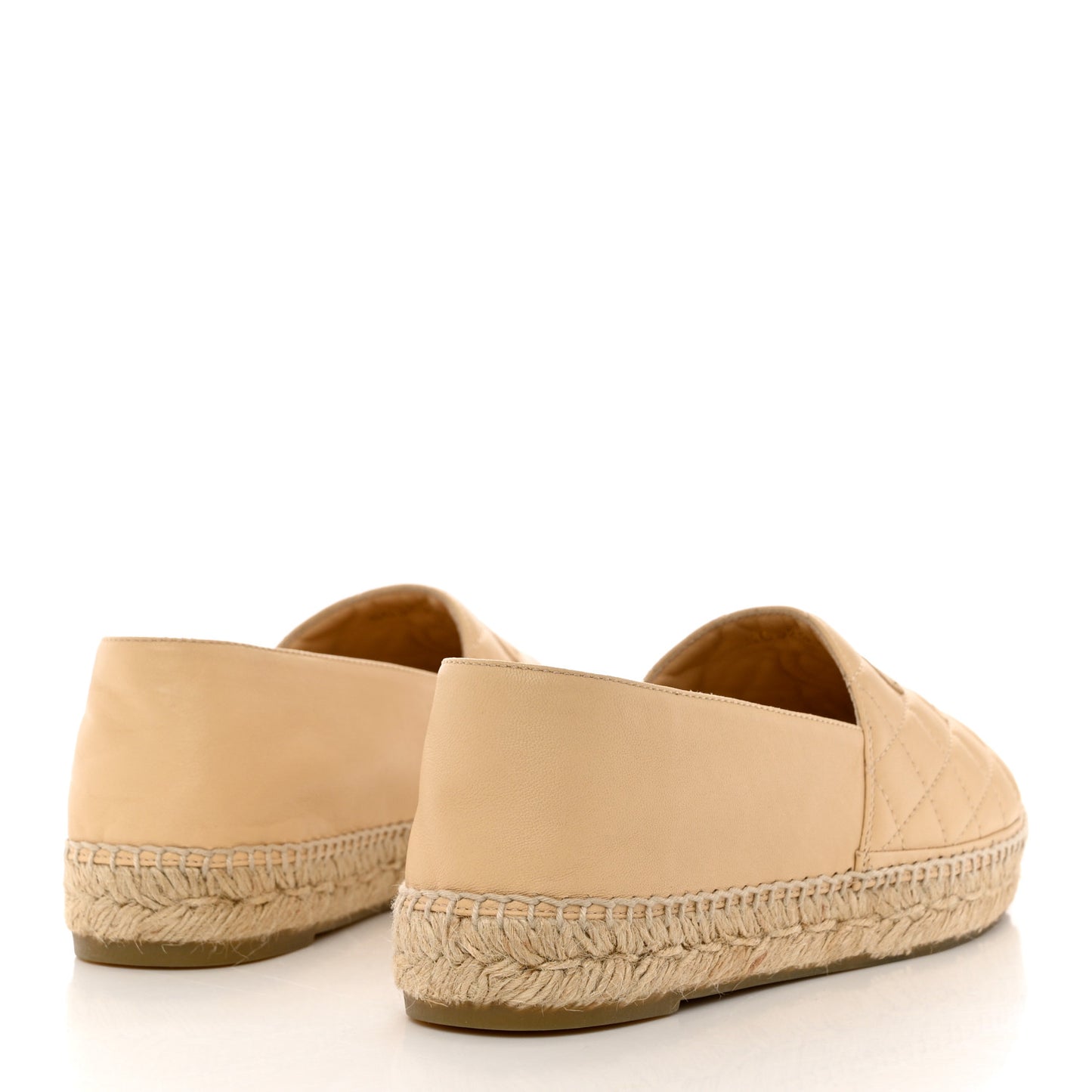 Lambskin Quilted CC Espadrilles 39 Beige