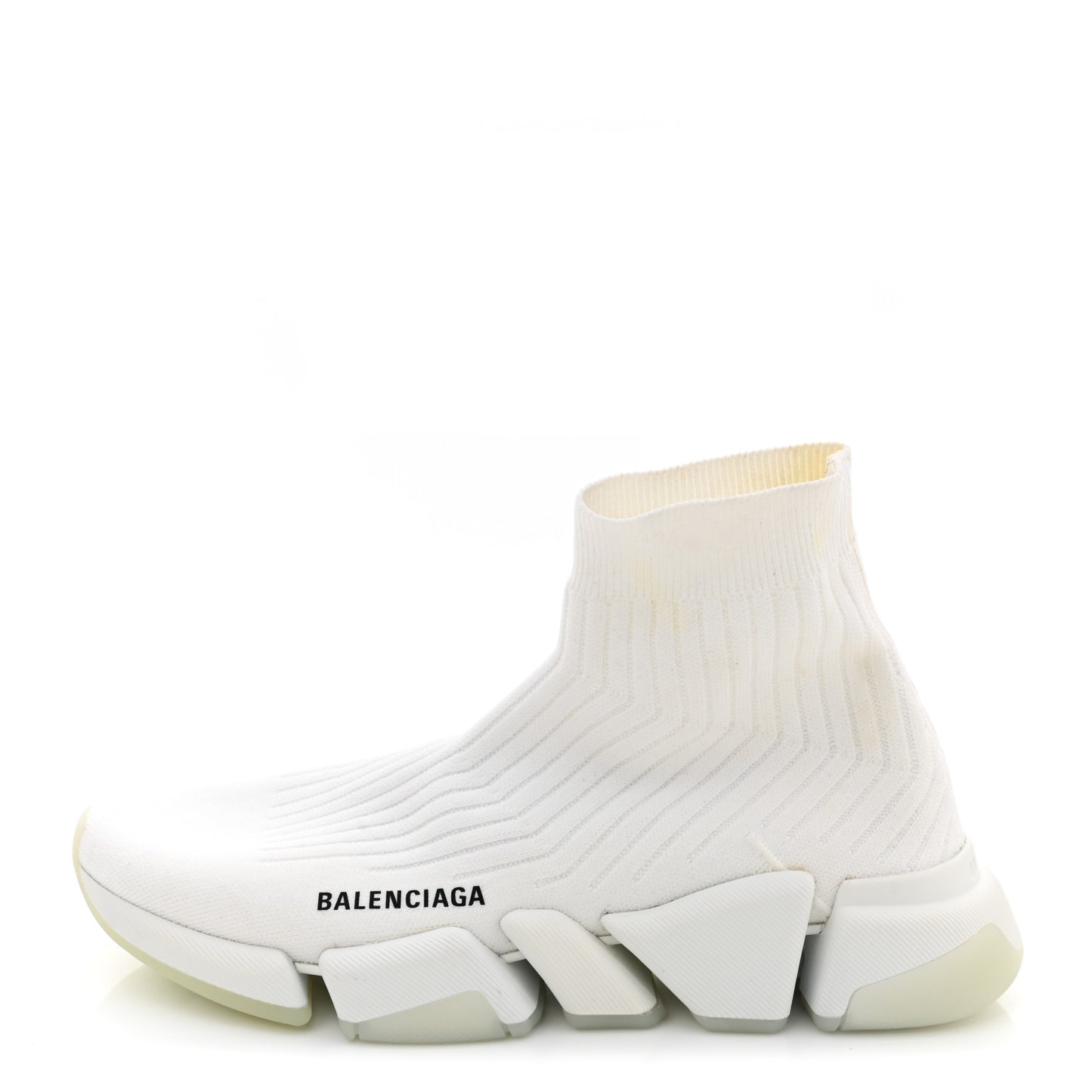 Ribbed Knit Womens Speed 2.0 Transparent Sole Sneakers 40 White