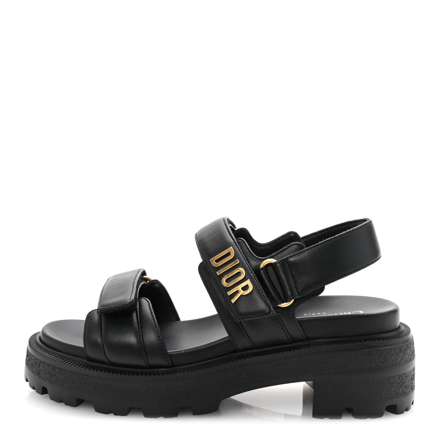 Christian Dior Lambskin Dioract Platform Sandals 36.5 Black