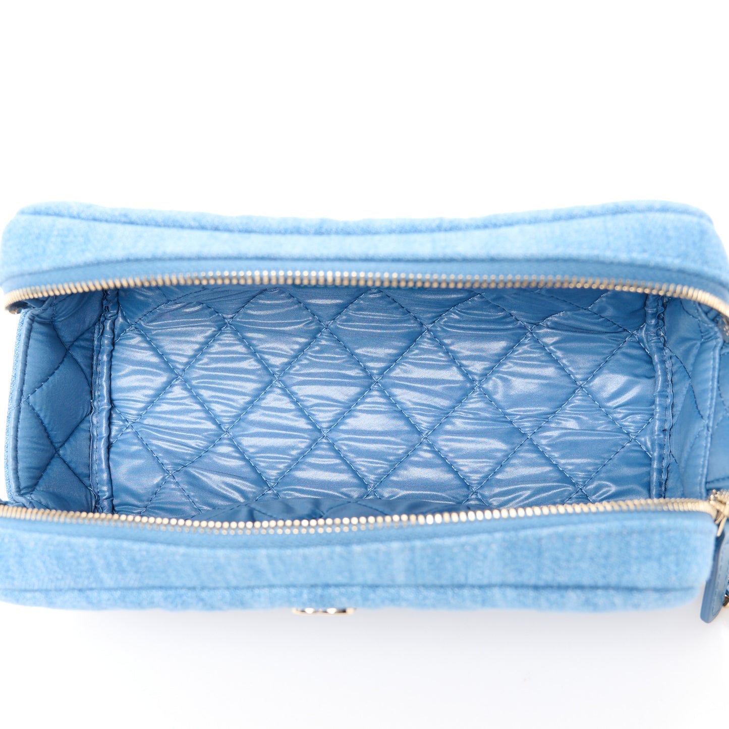 Denim Quilted Toiletry Case Blue