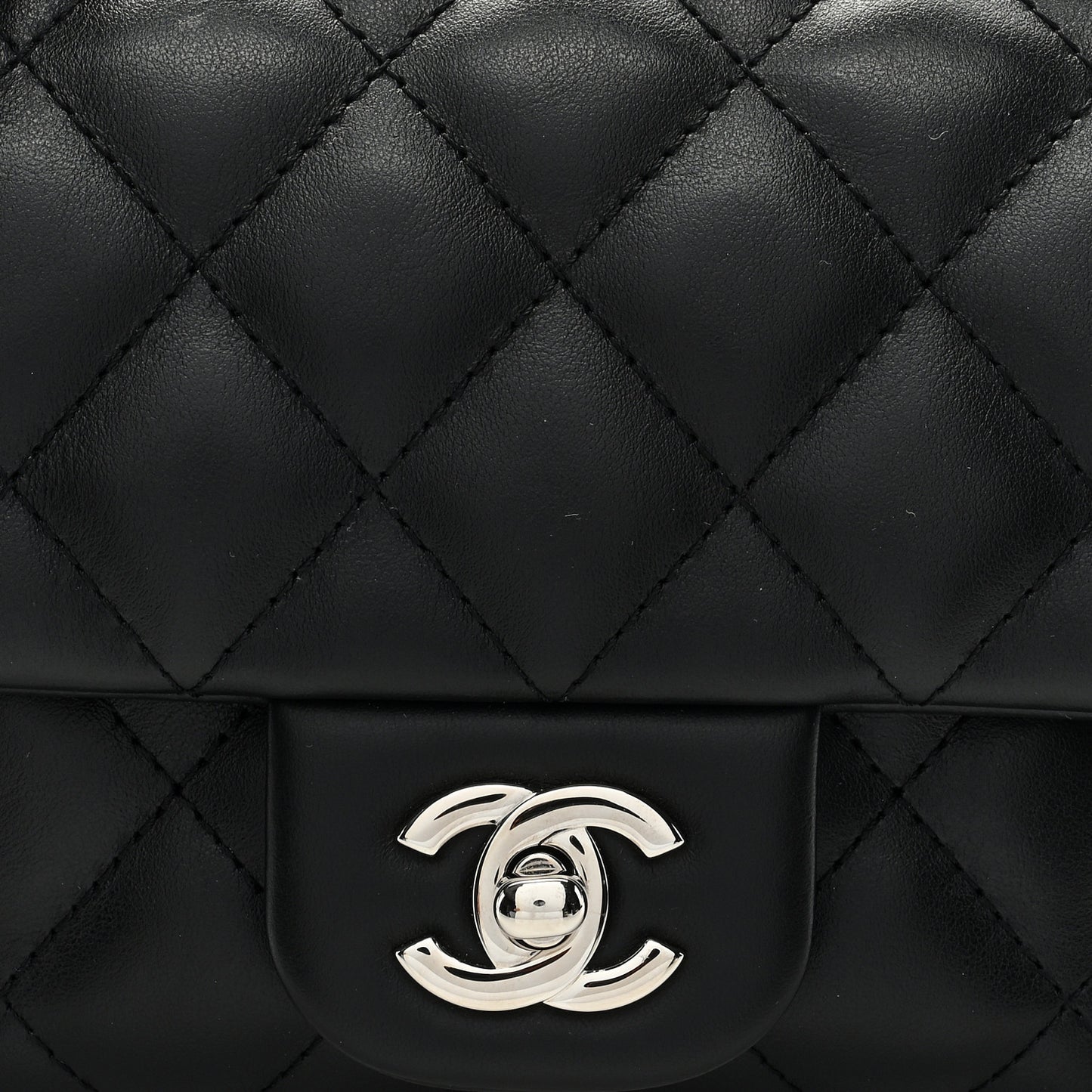 Calfskin Quilted CC Uniform Flap Belt Bag Black
