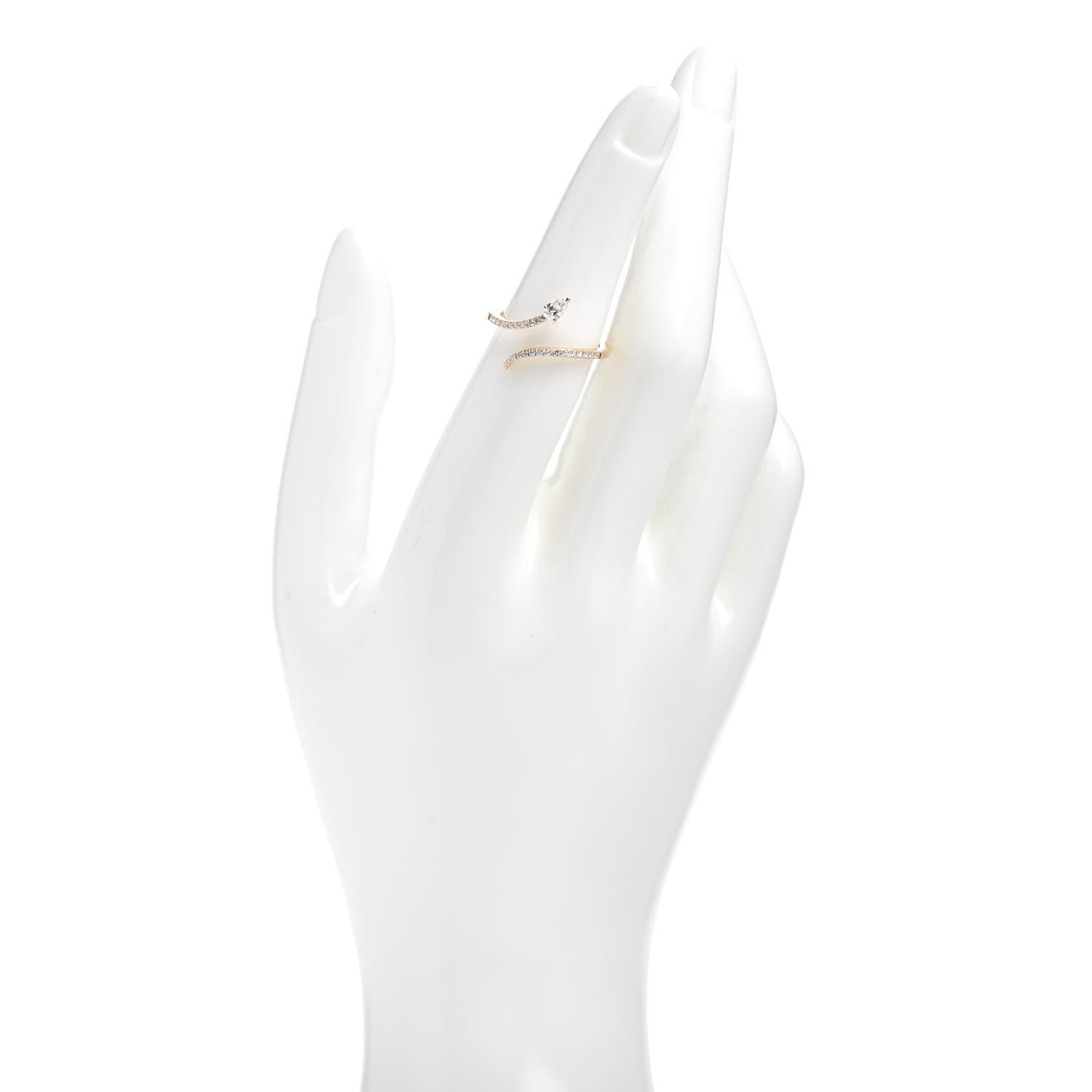 18K Yellow Gold Diamond Snake Skinny Ring 53 6.25