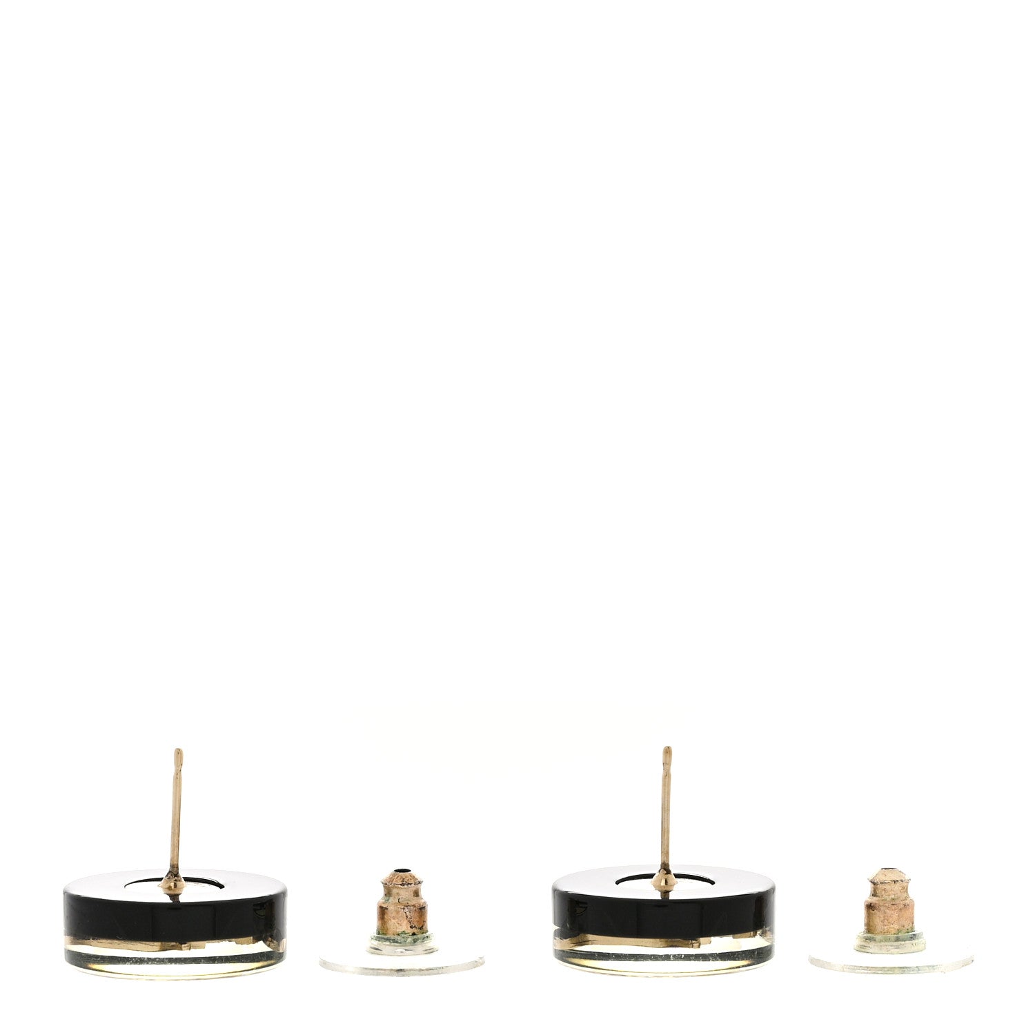 Chanel Crystal Resin Spoon Brasserie CC Stud Earrings Black White 4 of 6