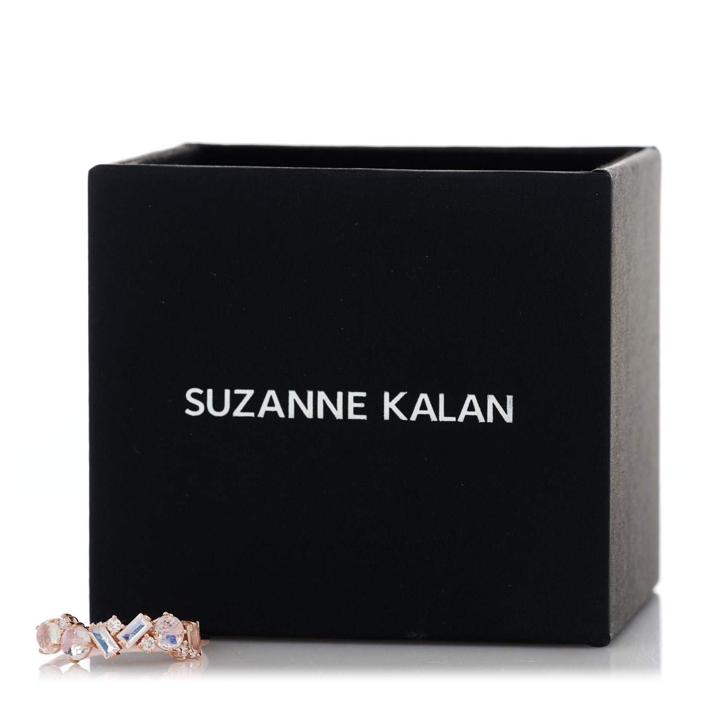14K Rose Gold Diamond Rainbow Moonstone Amalfi Blend Half Band Ring 56 7.5