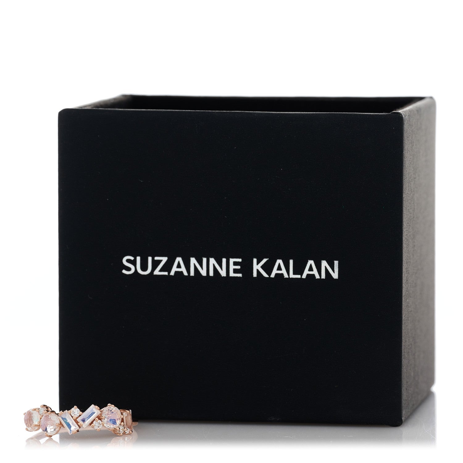 Suzanne Kalan 14K Rose Gold Diamond Rainbow Moonstone Amalfi Blend Half Band Ring 56 7.5 6 of 6