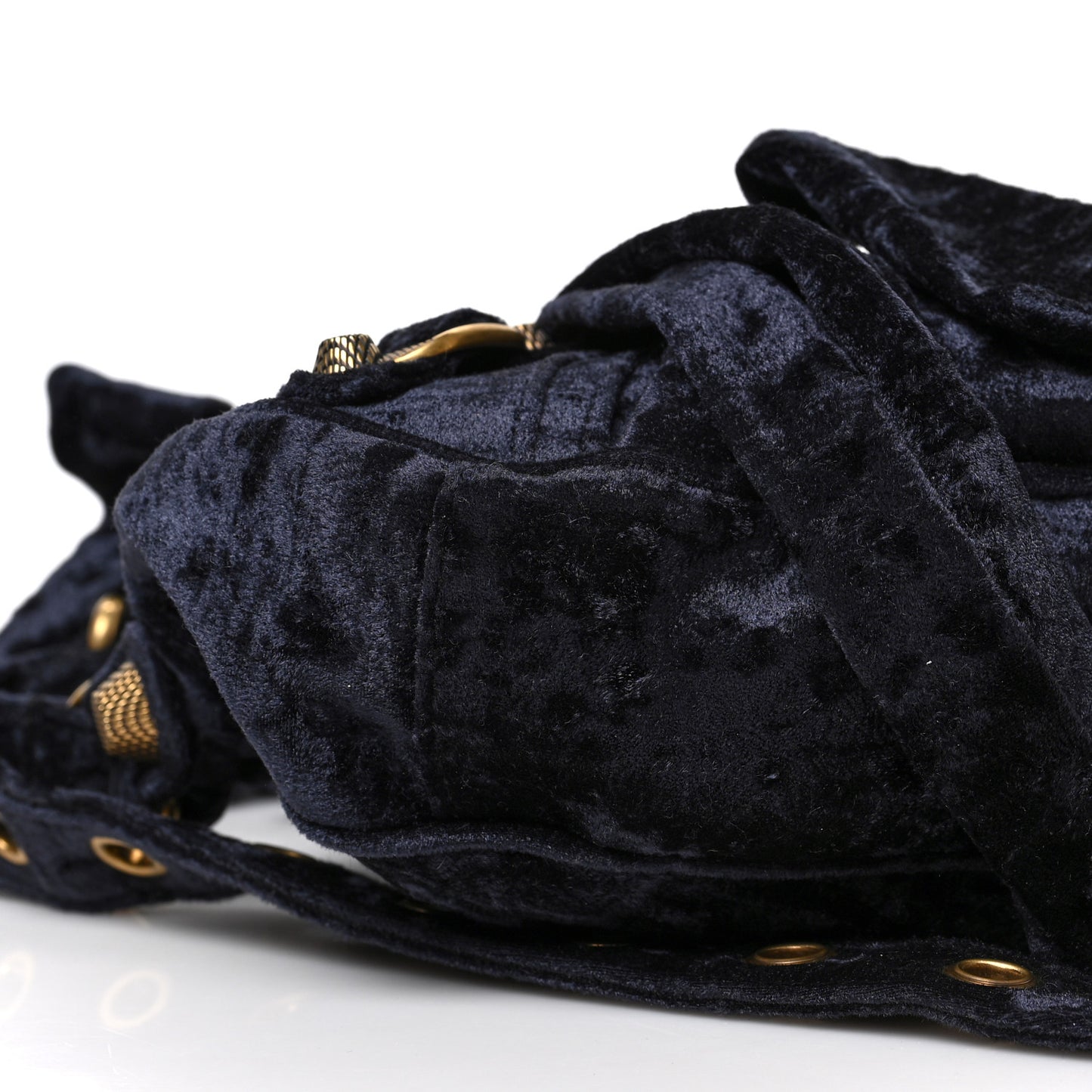 Crushed Velvet Le Cagole Shoulder Bag XS Navy