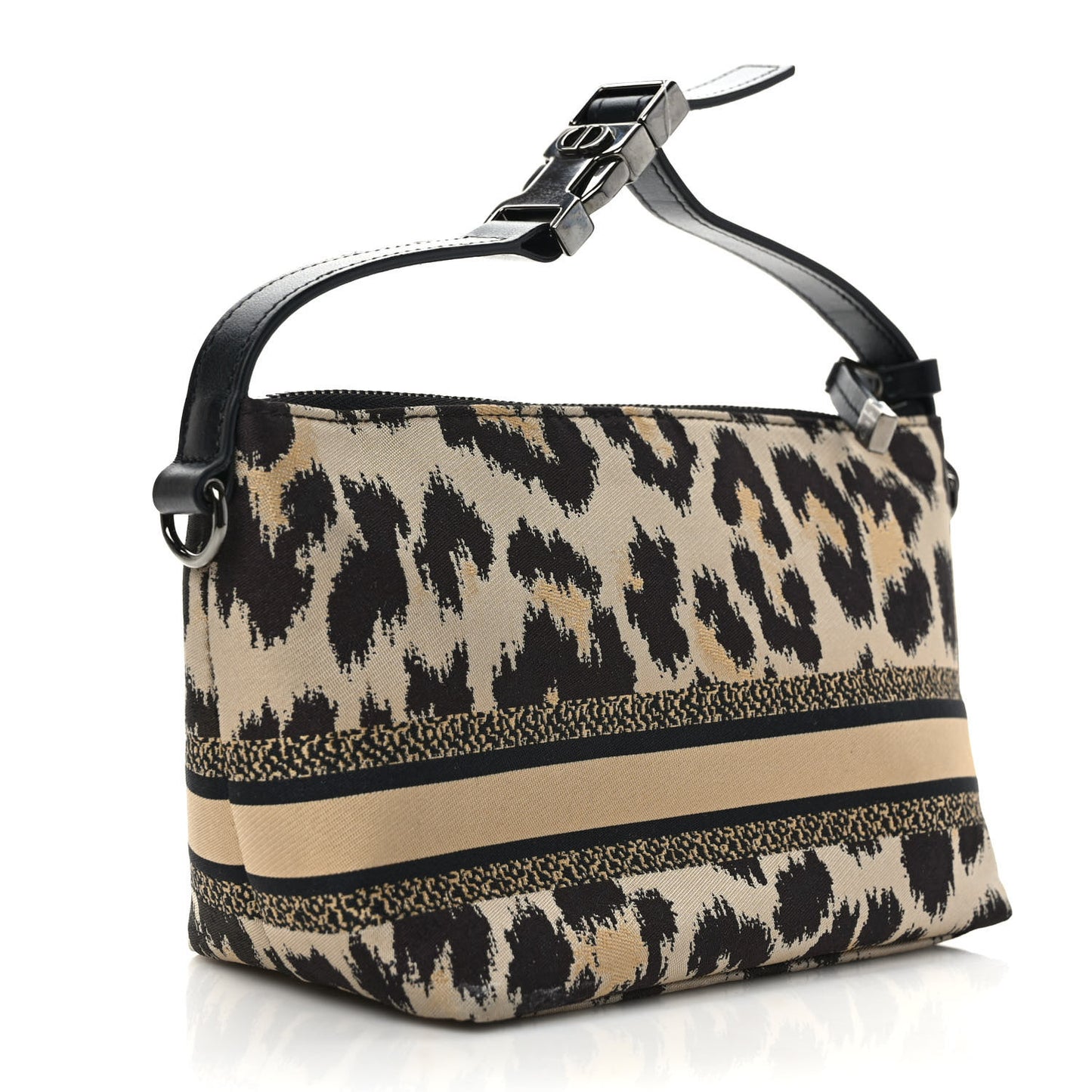 Canvas Mizza Embroidered Medium Leopard DiorTravel Nomad Pouch Beige