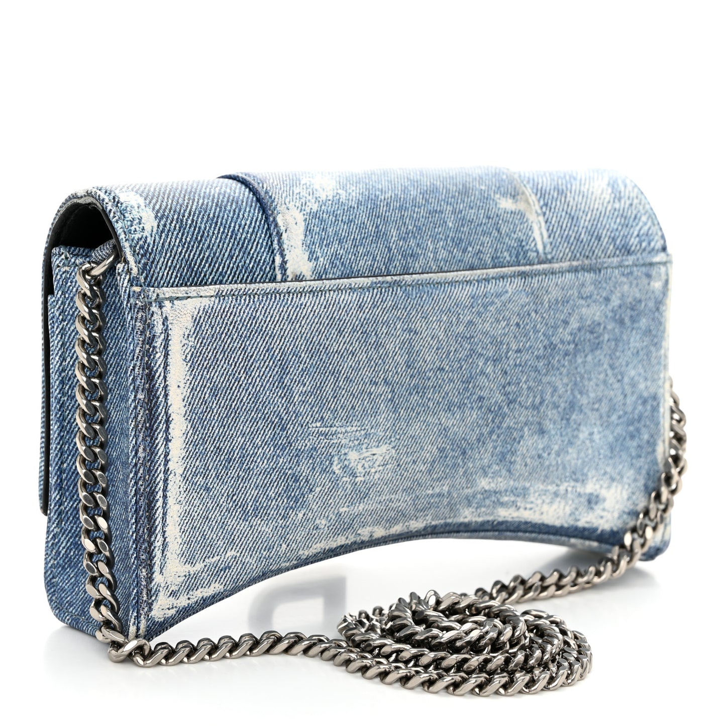 Nappa Denim Printed Hourglass Chain Bag Denim Blue