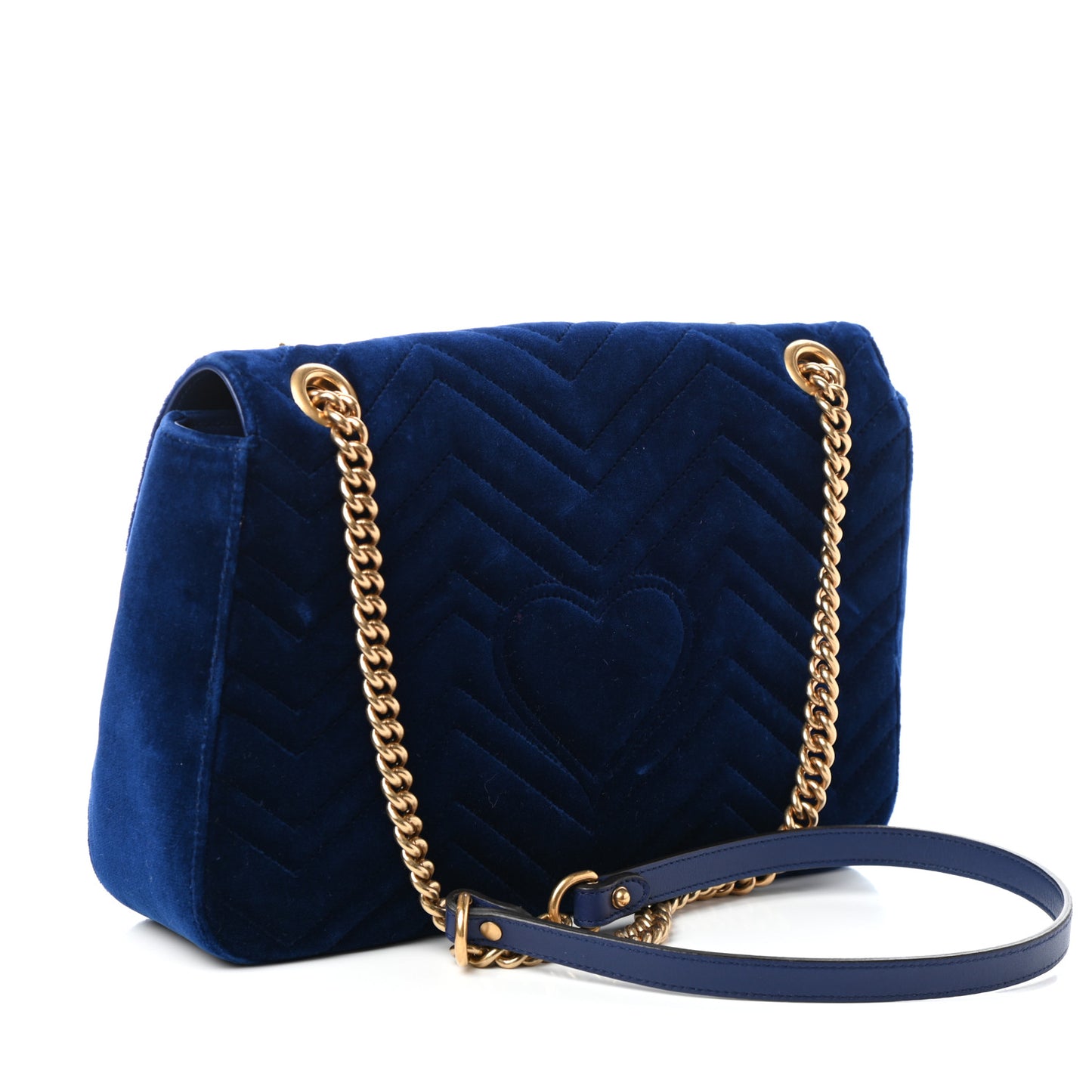 Velvet Matelasse Medium GG Marmont Shoulder Bag Cobalt Blue