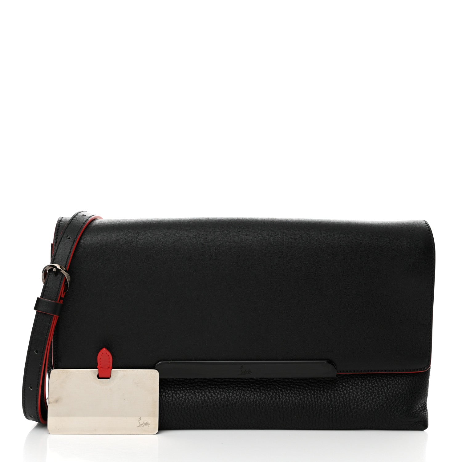 Christian Louboutin Calfskin Rougissime Flap Crossbody Clutch Black 3 of 12