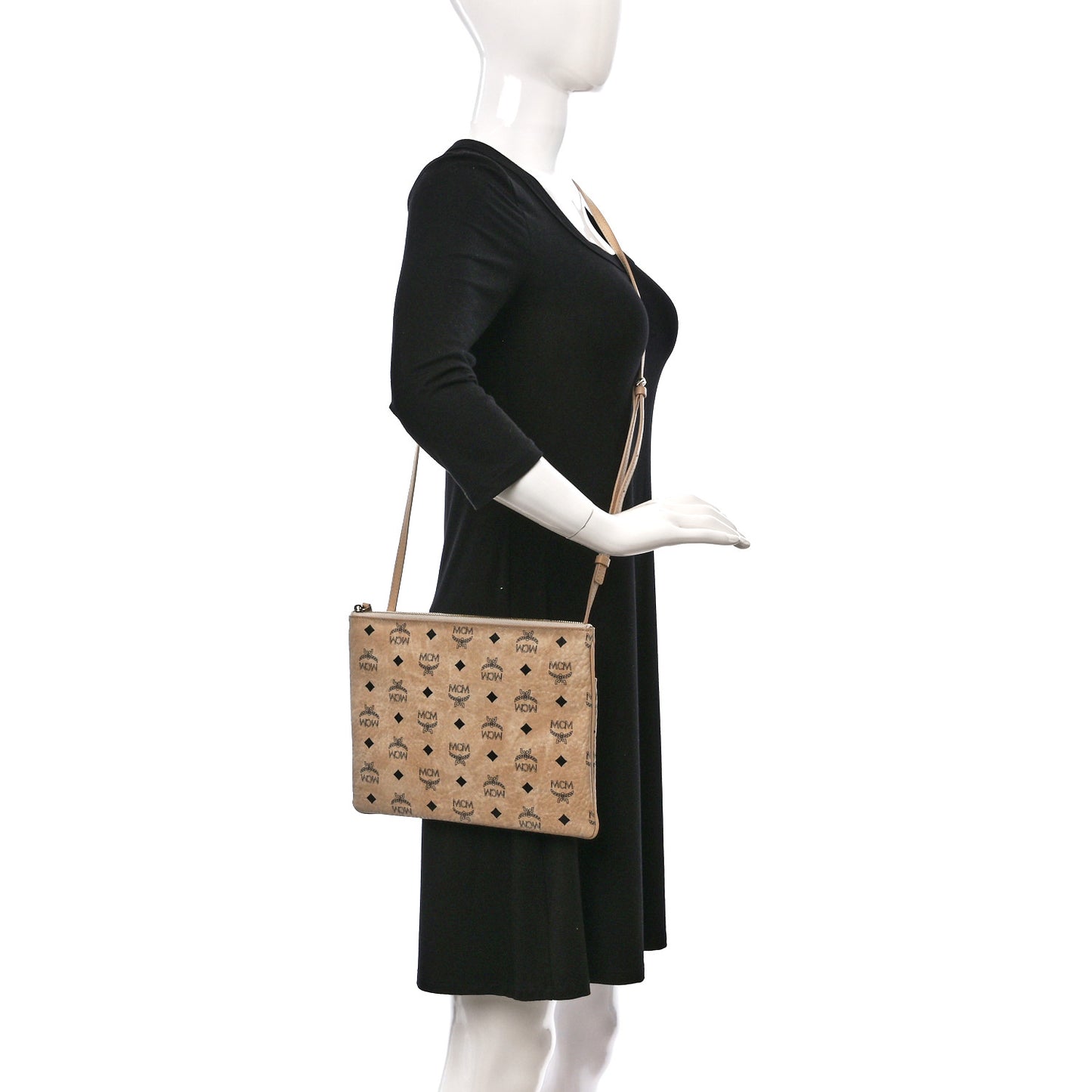 Visetos Medium Crossbody Pouch Beige