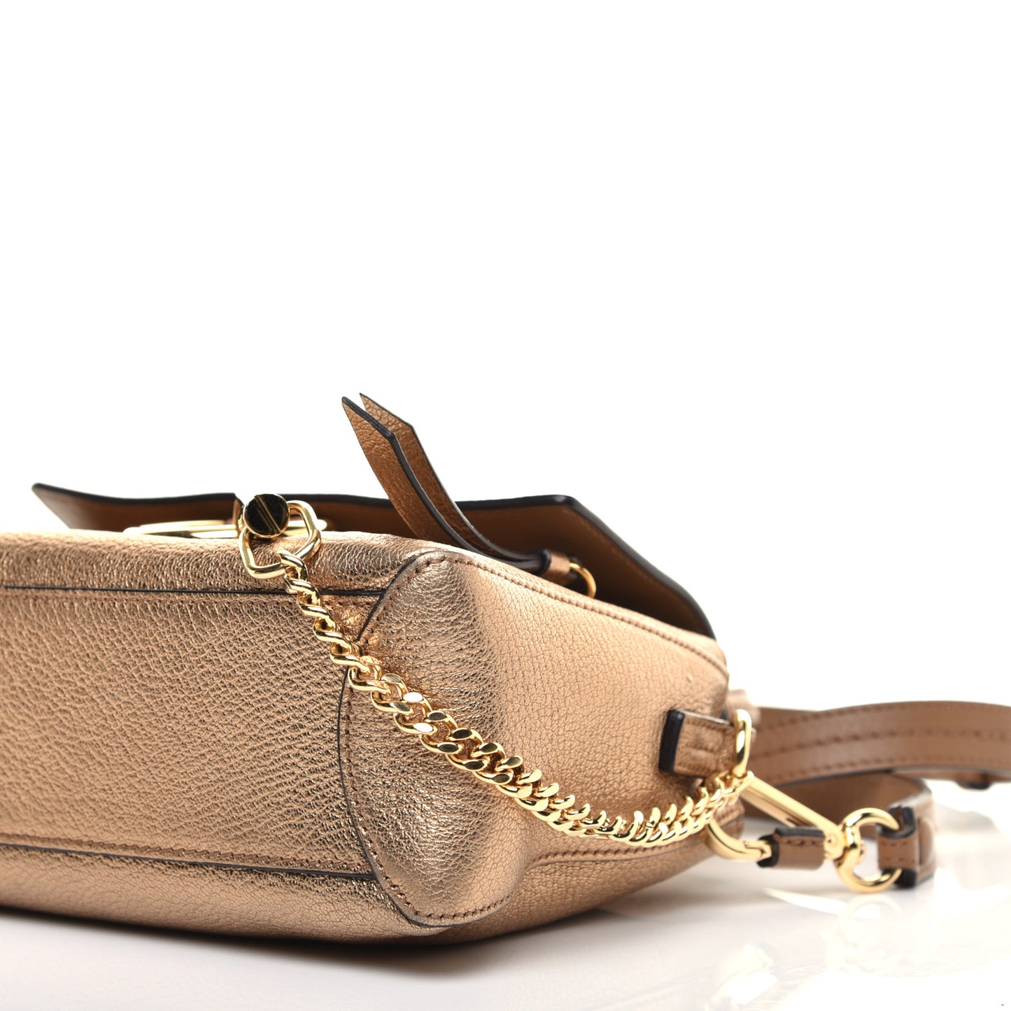Metallic Calfskin Mini Faye Day Shoulder Bag Gold