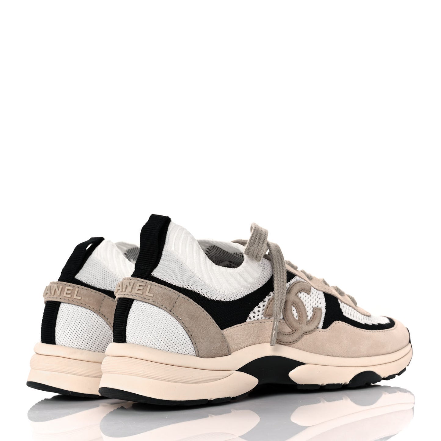 Mesh Suede Fabric Womens CC Sneakers 39 Light Pink White Black