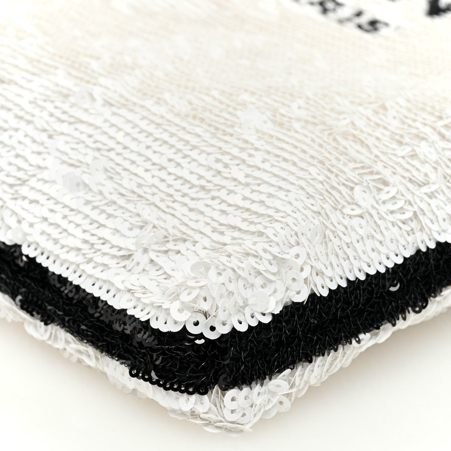 Sequin Logo Shopping Tote White Black