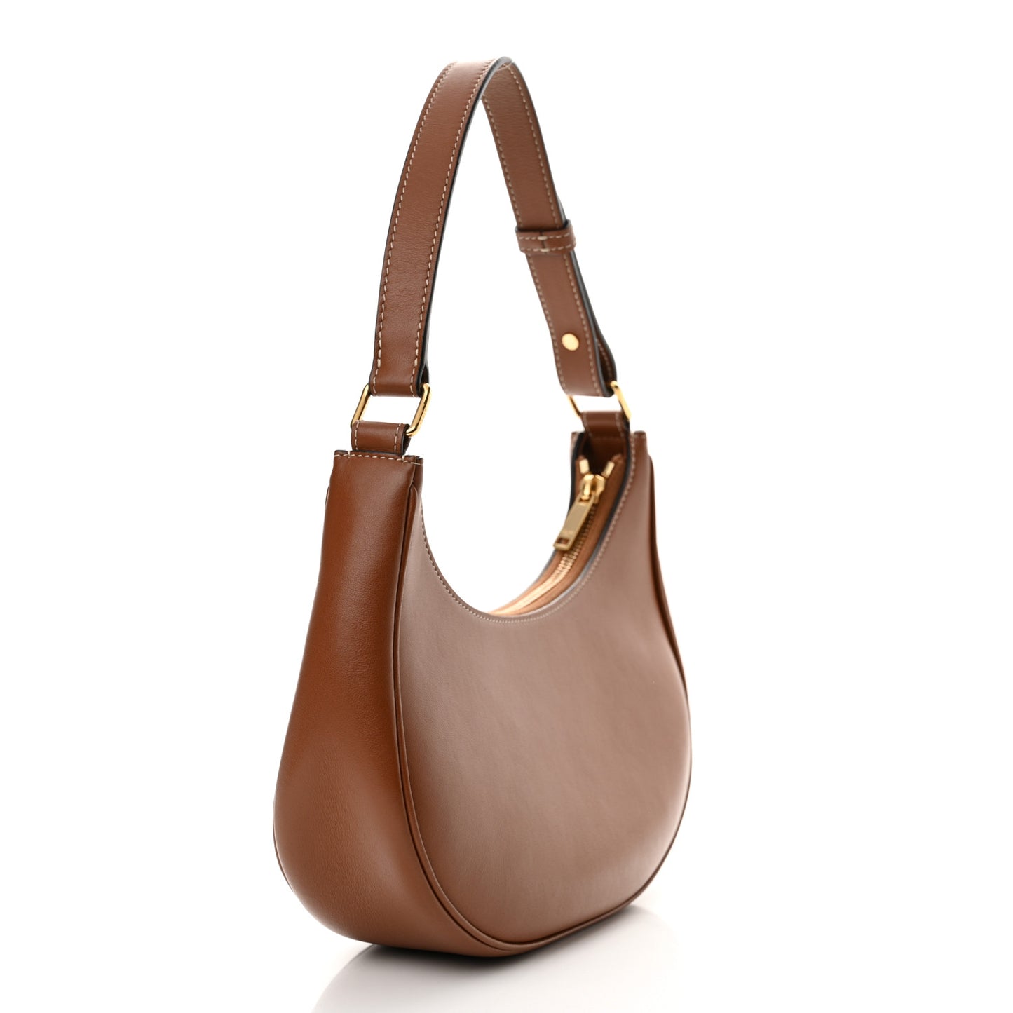 Smooth Calfskin Triomphe Embroidered Ava Shoulder Bag Tan