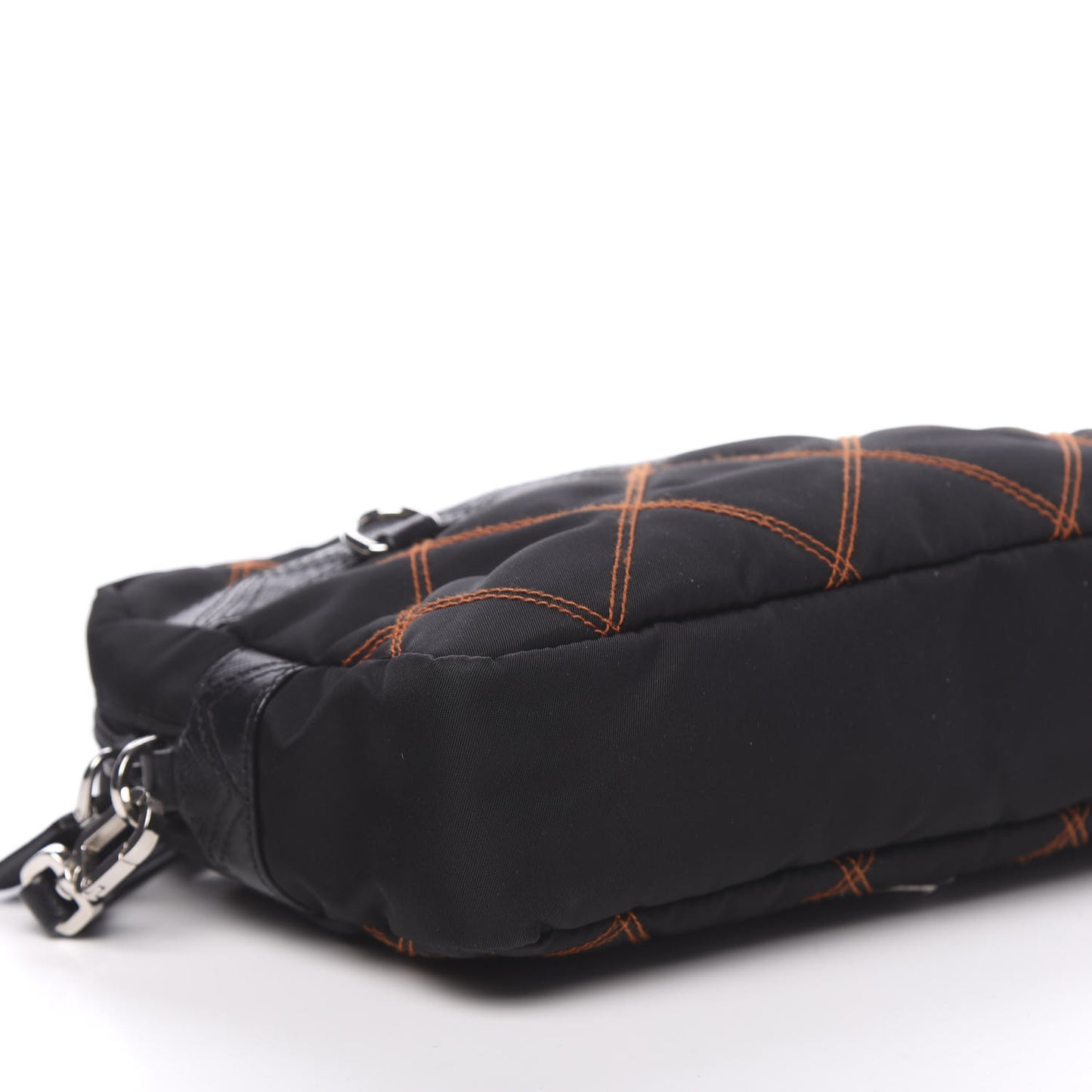 Nylon Tessuto Impuntu Quilted Shoulder Bag Black