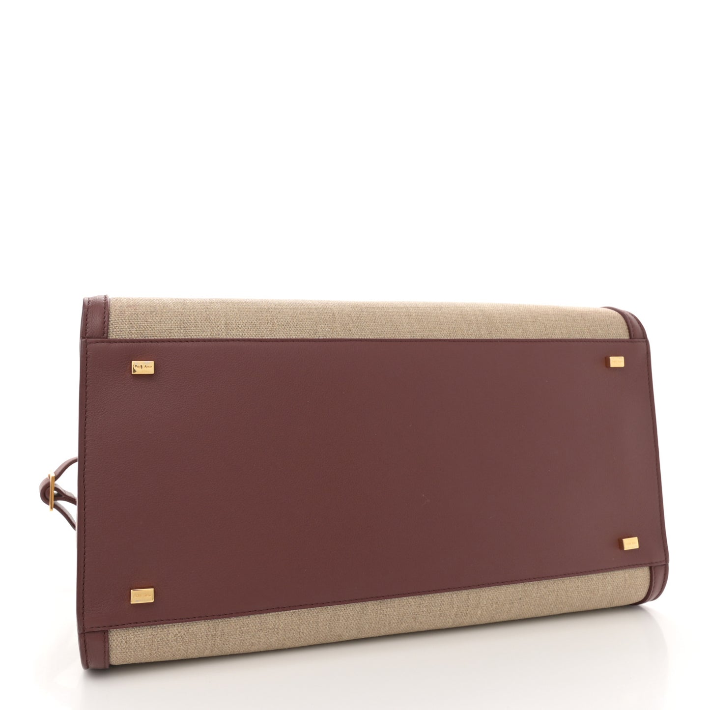 Canvas Polished Saddle Calfskin Soft Margaux 15 Naturel Burgundy