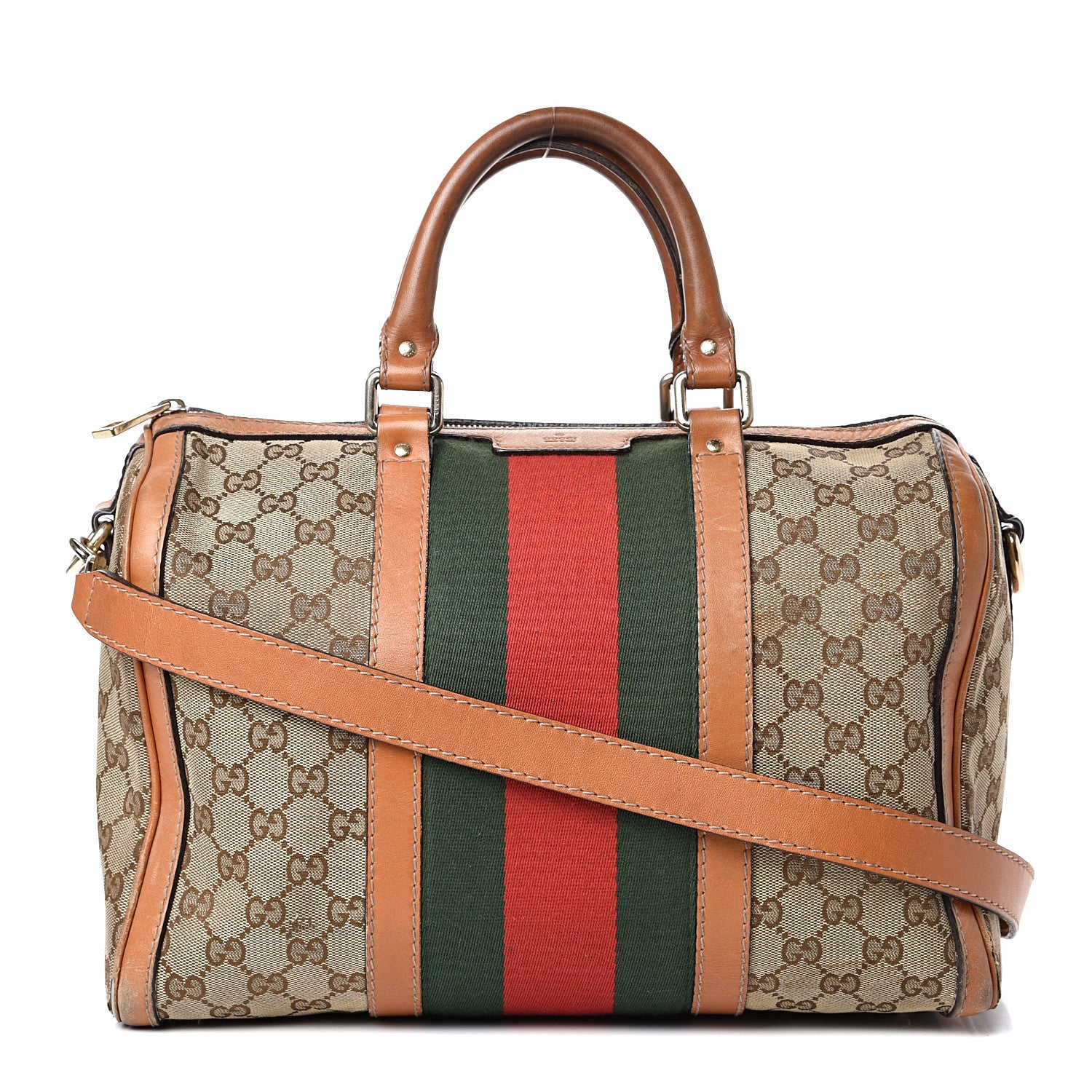 Gucci Monogram Vintage Web Medium Boston Tobacco 545160 – FASHIONPHILE