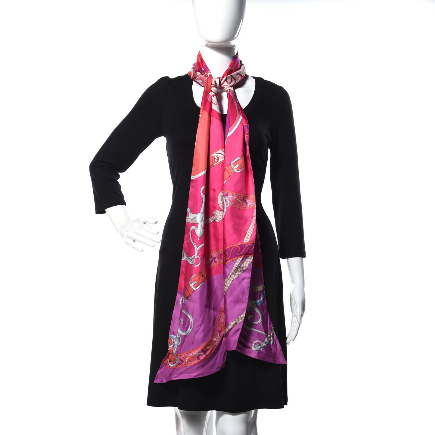 Silk Festival des Amazones Maxi Twilly Fuchsia Rose Indien Corail
