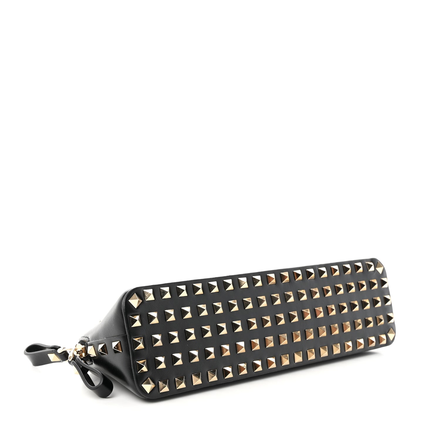 VALENTINO GARAVANI Smooth Calfskin Rockstud East West Crossbody Clutch Bag Black