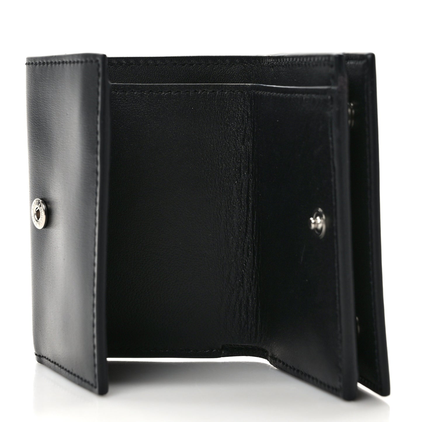 SAINT LAURENT Smooth Calfskin Monogram Tiny Tri Fold Wallet Black