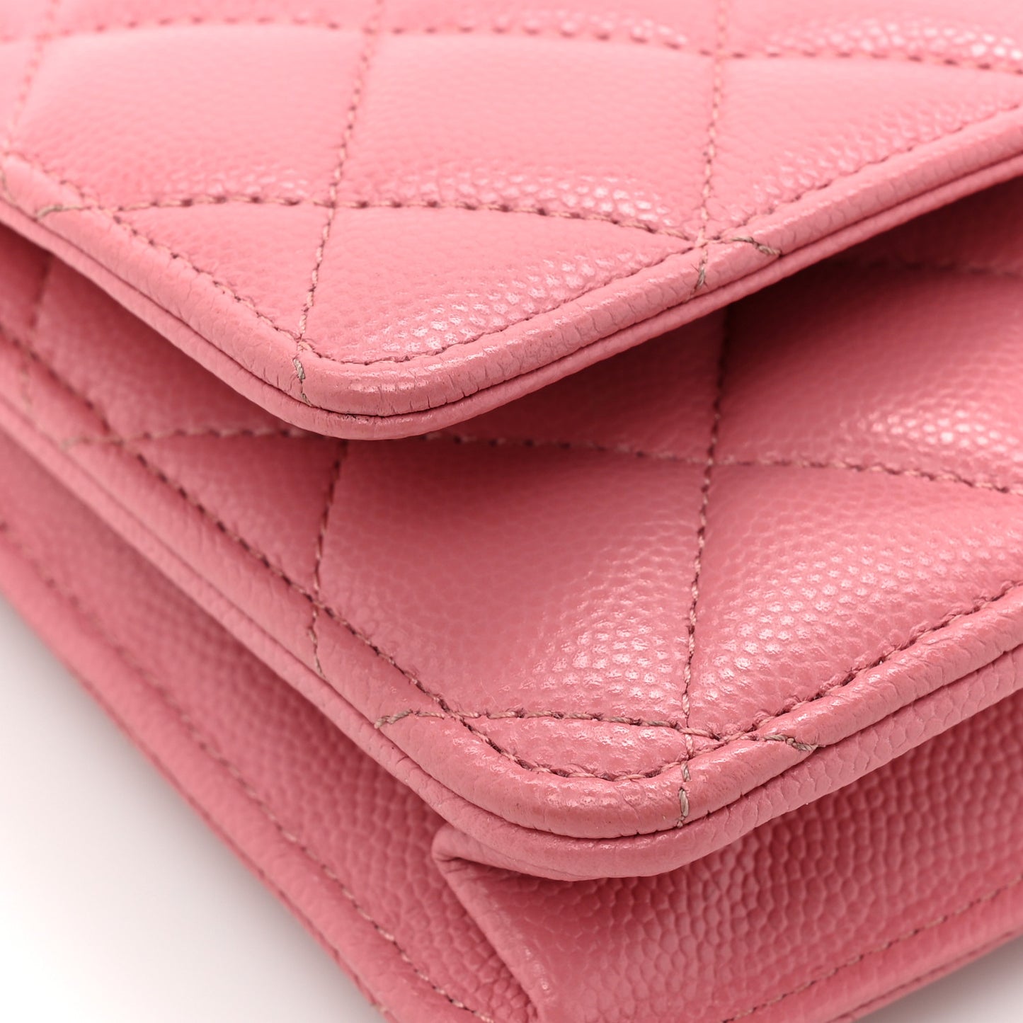 Caviar Quilted Wallet On Chain WOC Dark Pink