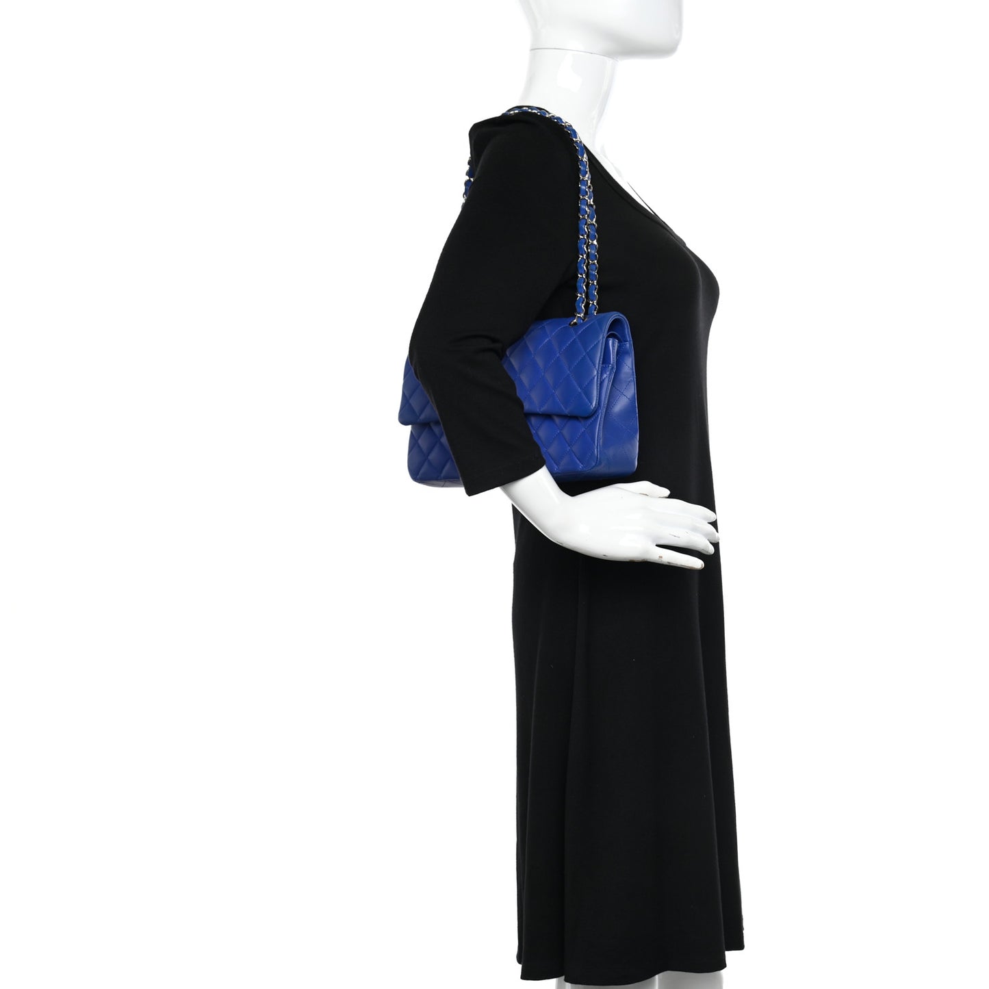 Lambskin Quilted Medium Double Flap Royal Blue