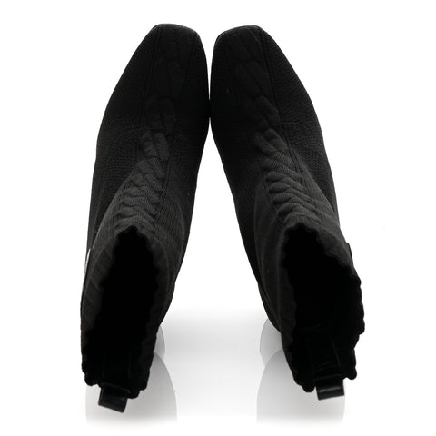 Knit Calfskin Volver 90 Ankle Boots 35 Black