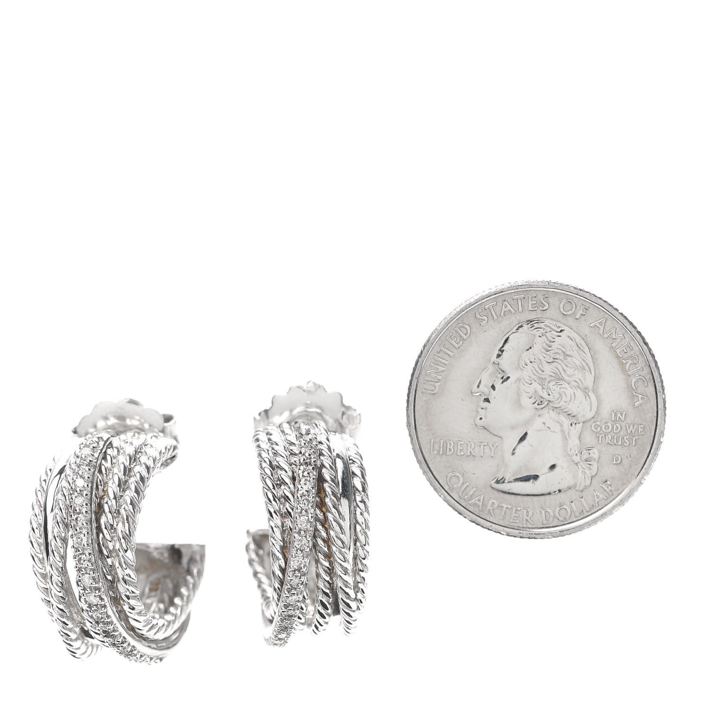 Sterling Silver Diamond 11mm Crossover Cable Hoop Earrings