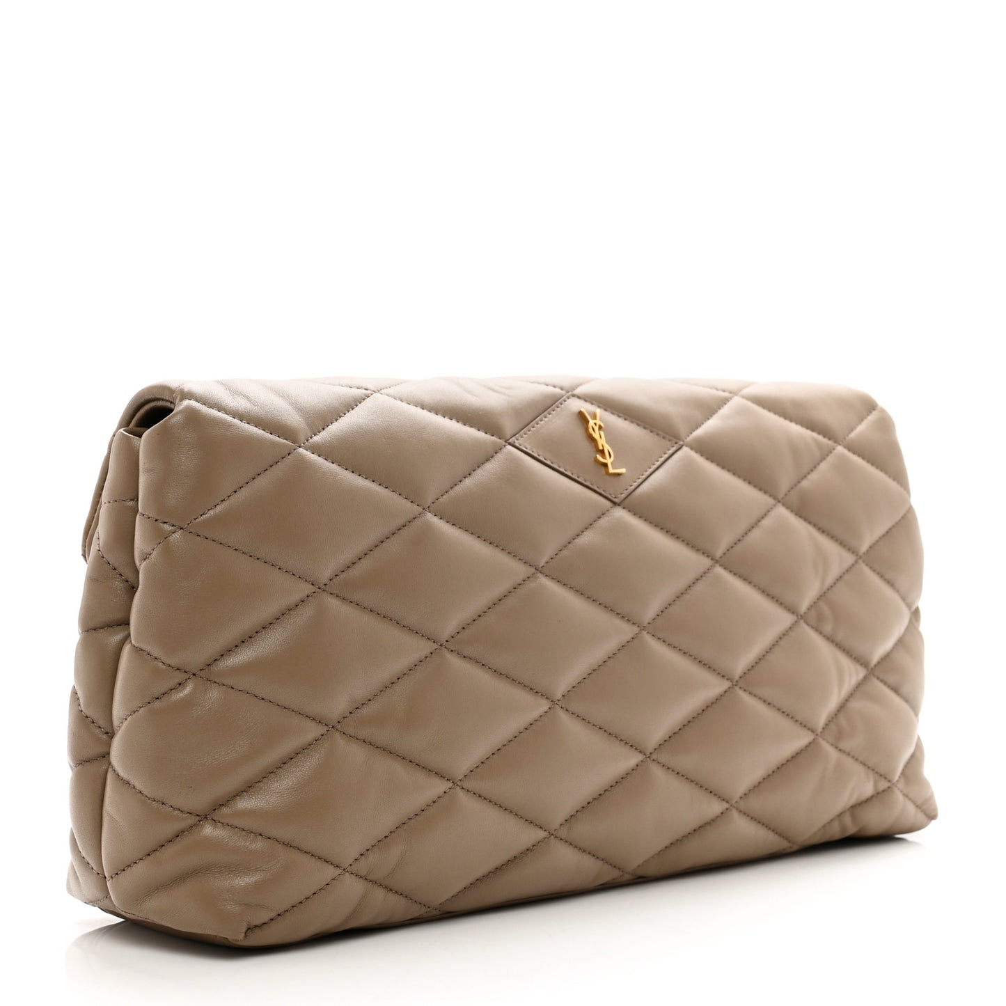 Lambskin Quilted Sade Puffer Envelope Clutch Dark Beige
