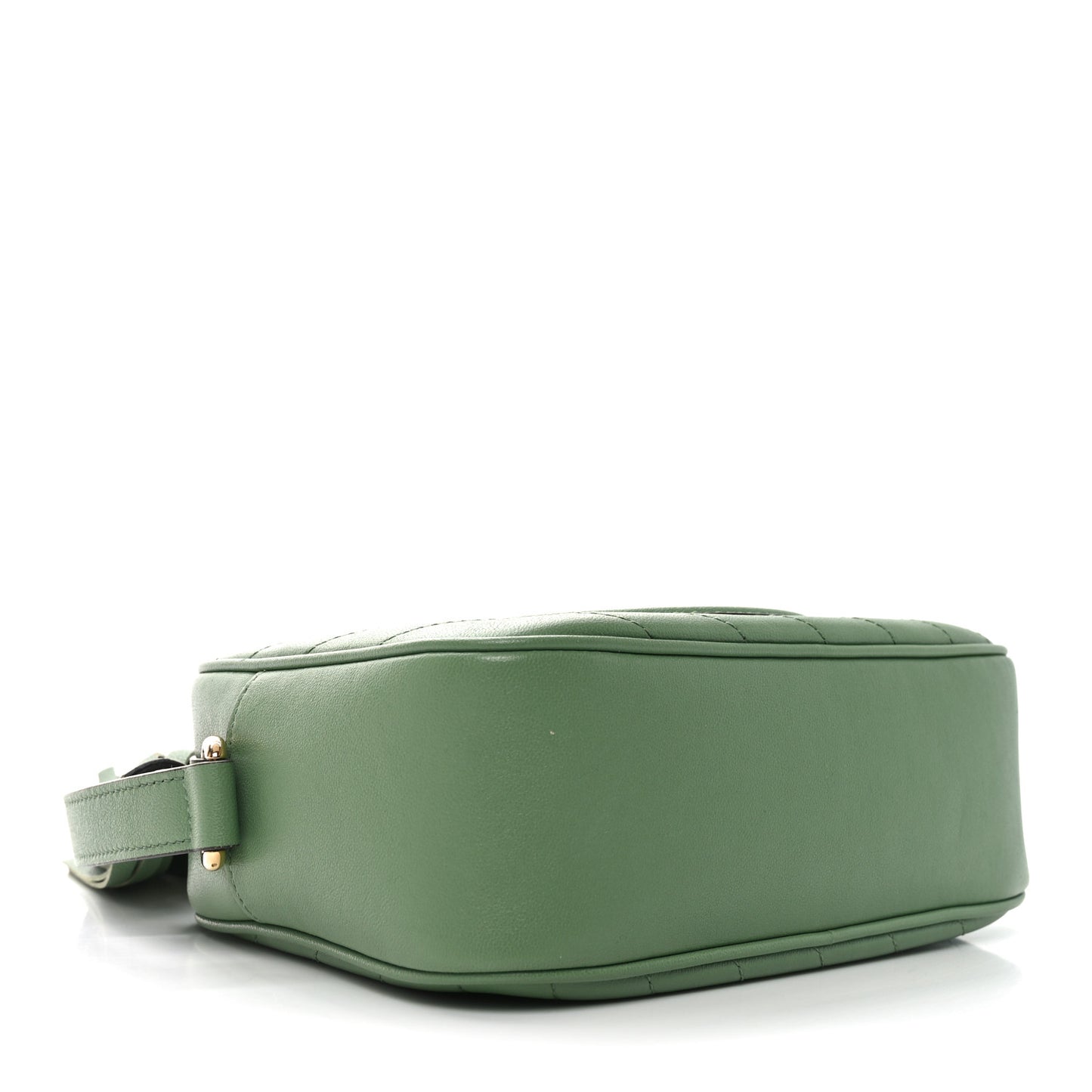 Sakai Be Green Calfskin Diagonal Stitched Small Blondie Shoulder Bag Green Soil Grass