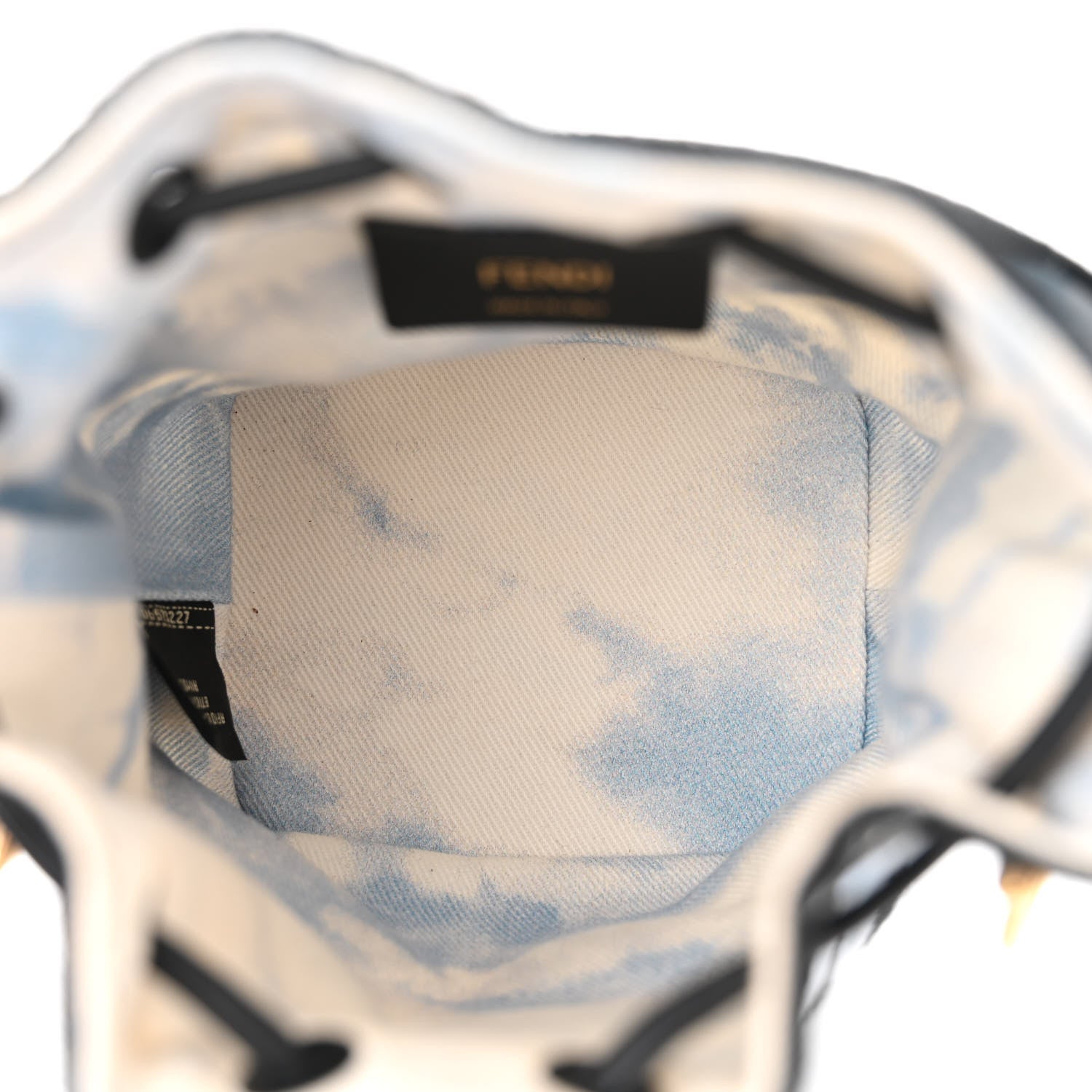 Fendi X JOSHUA VIDES Fabric Flower Clouds Embroidered Mini Mon Tresor Bucket Bag White Celeste Black 5 of 10