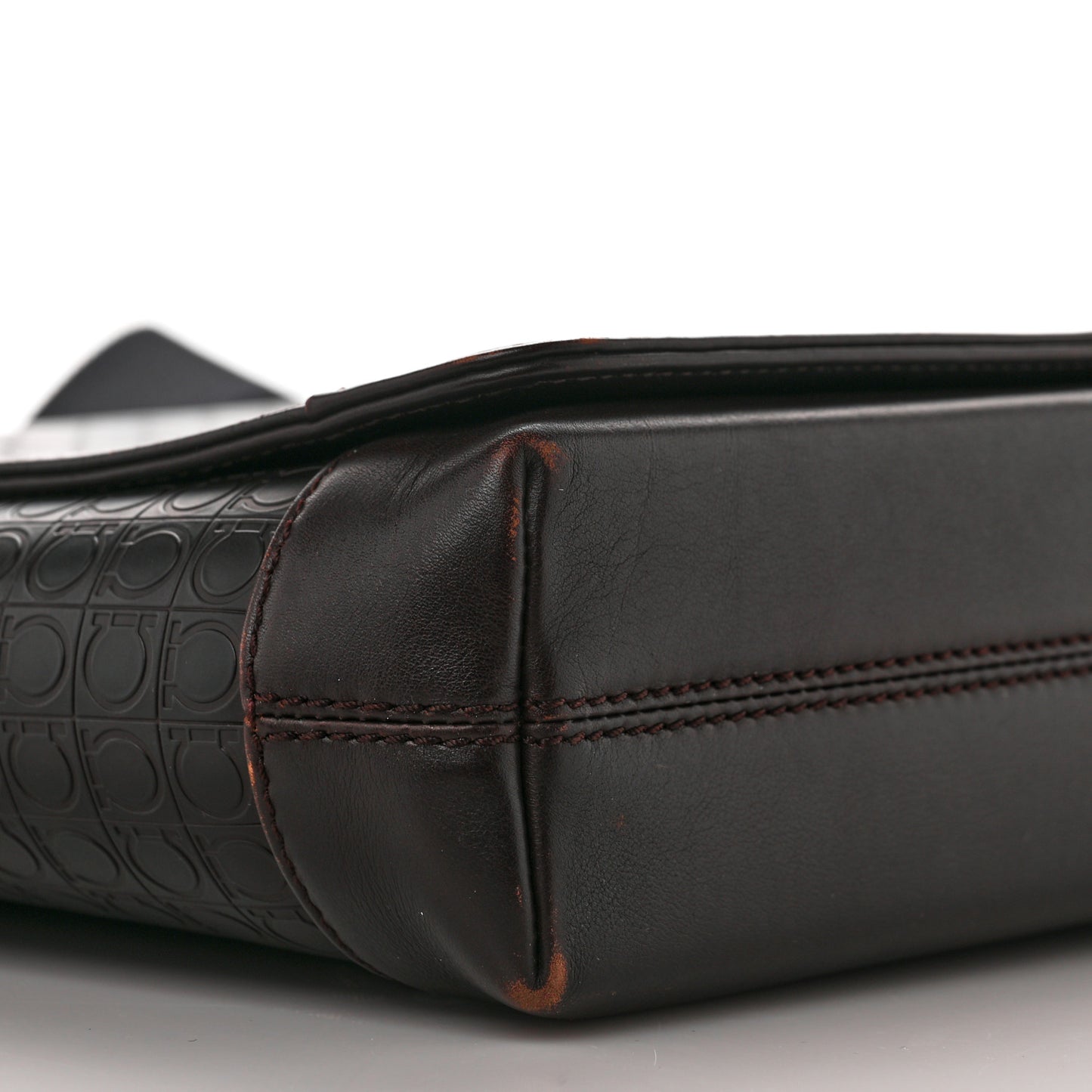 Calfskin Gancini Messenger Bag Dark Brown