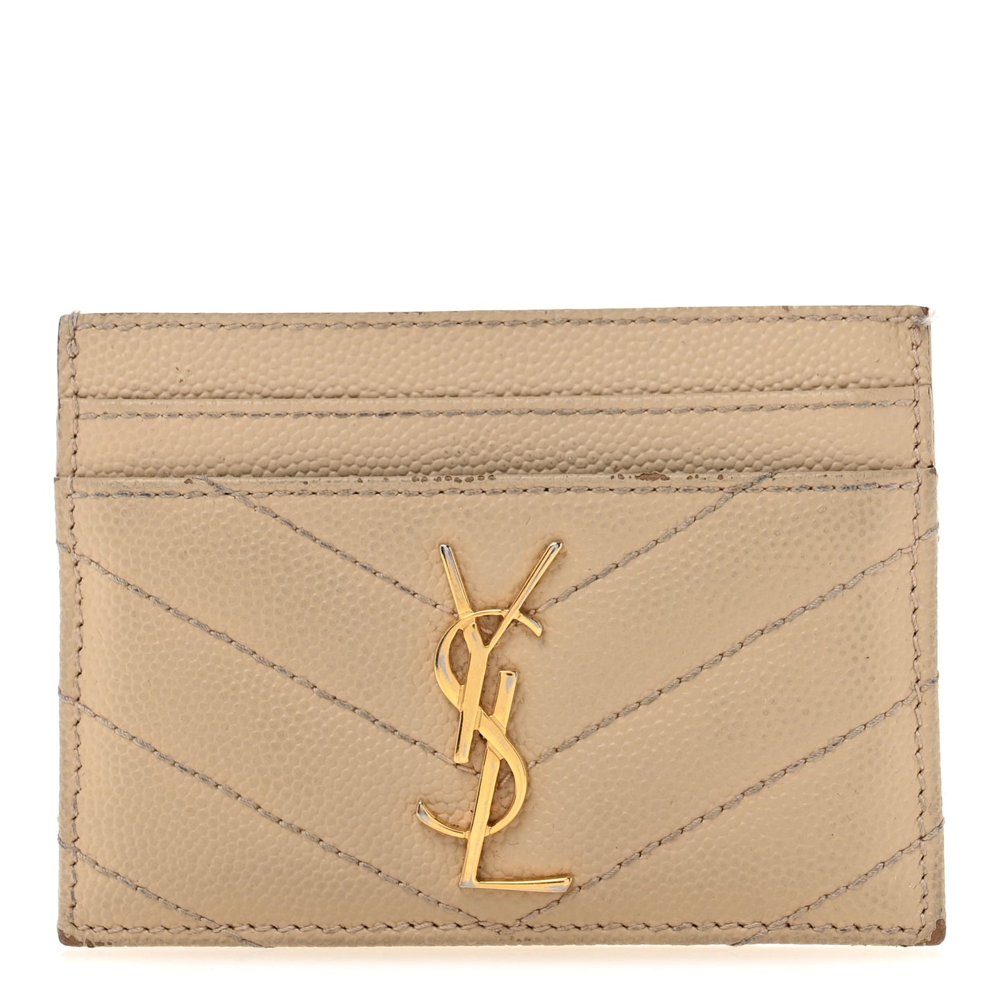 Grain De Poudre Matelasse Chevron Monogram Credit Card Case Nude Powder