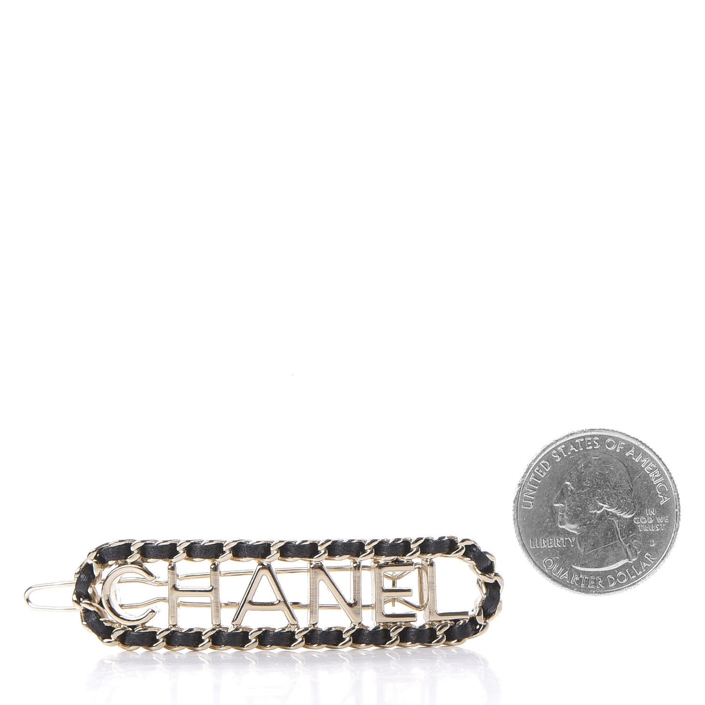 Metal Lambskin Vintage Allure Logo Hair Clip Black Gold