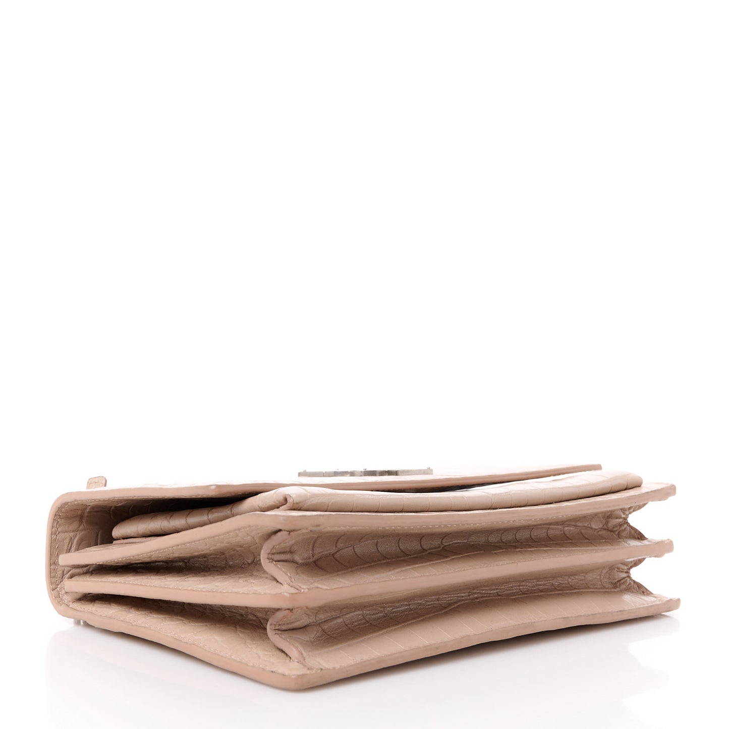Calfskin Crocodile Embossed Medium Monogram Sunset Marble Pink