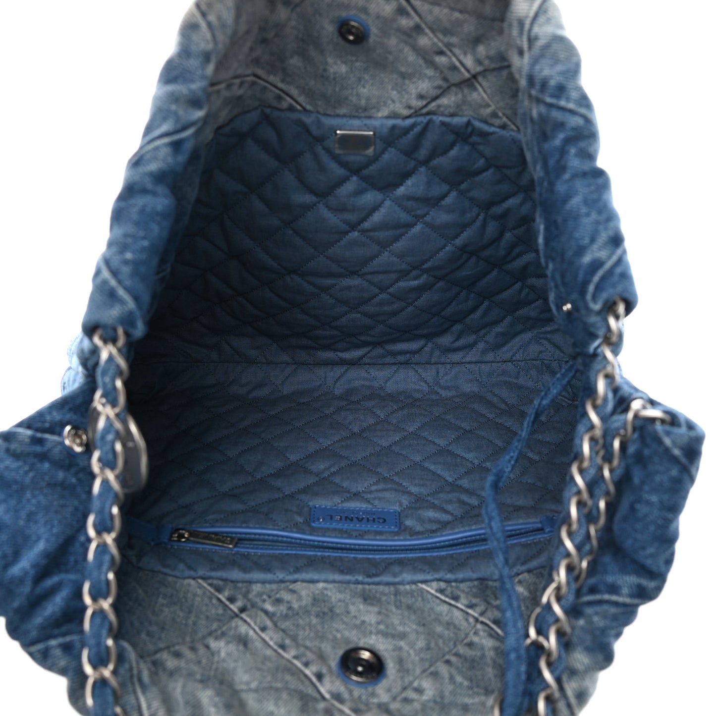 Denim Quilted Chanel 22 Blue