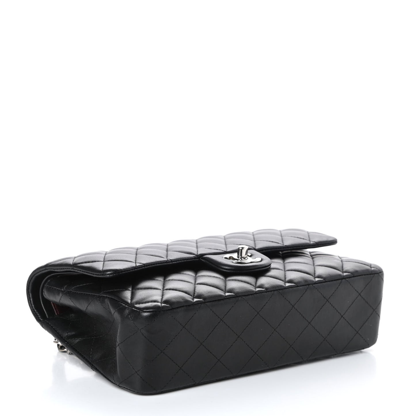 Lambskin Quilted Medium Double Flap Black