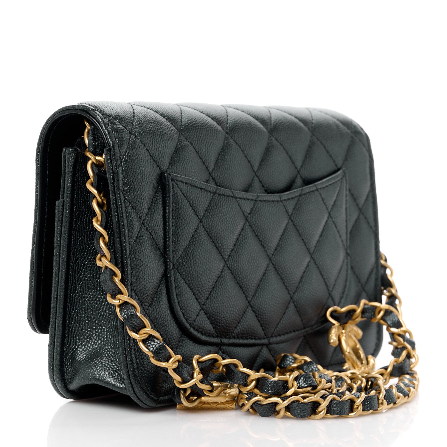 Chanel Pearly Caviar Quilted Fit For You Wallet On Chain WOC Black 3 of 12