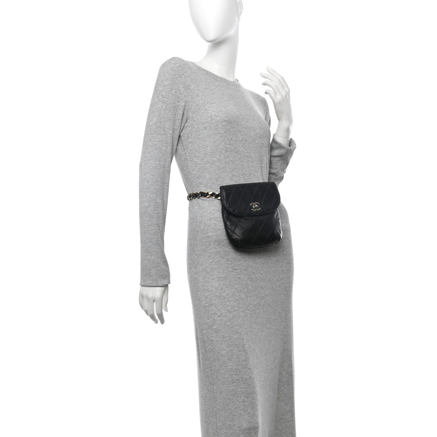 Chanel Lambskin Diamond Stitched Flap Waist Belt Bag 80 32 Black 3 of 10