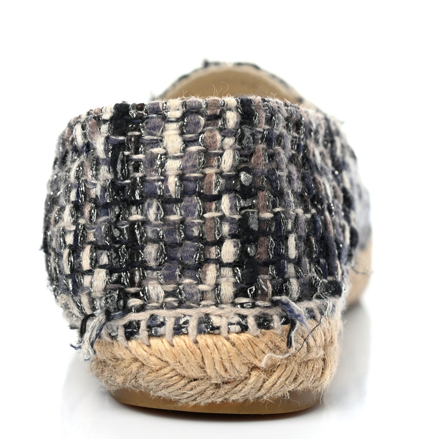 Metallic Tweed Lambskin CC Espadrilles 40 Blue Black Silver