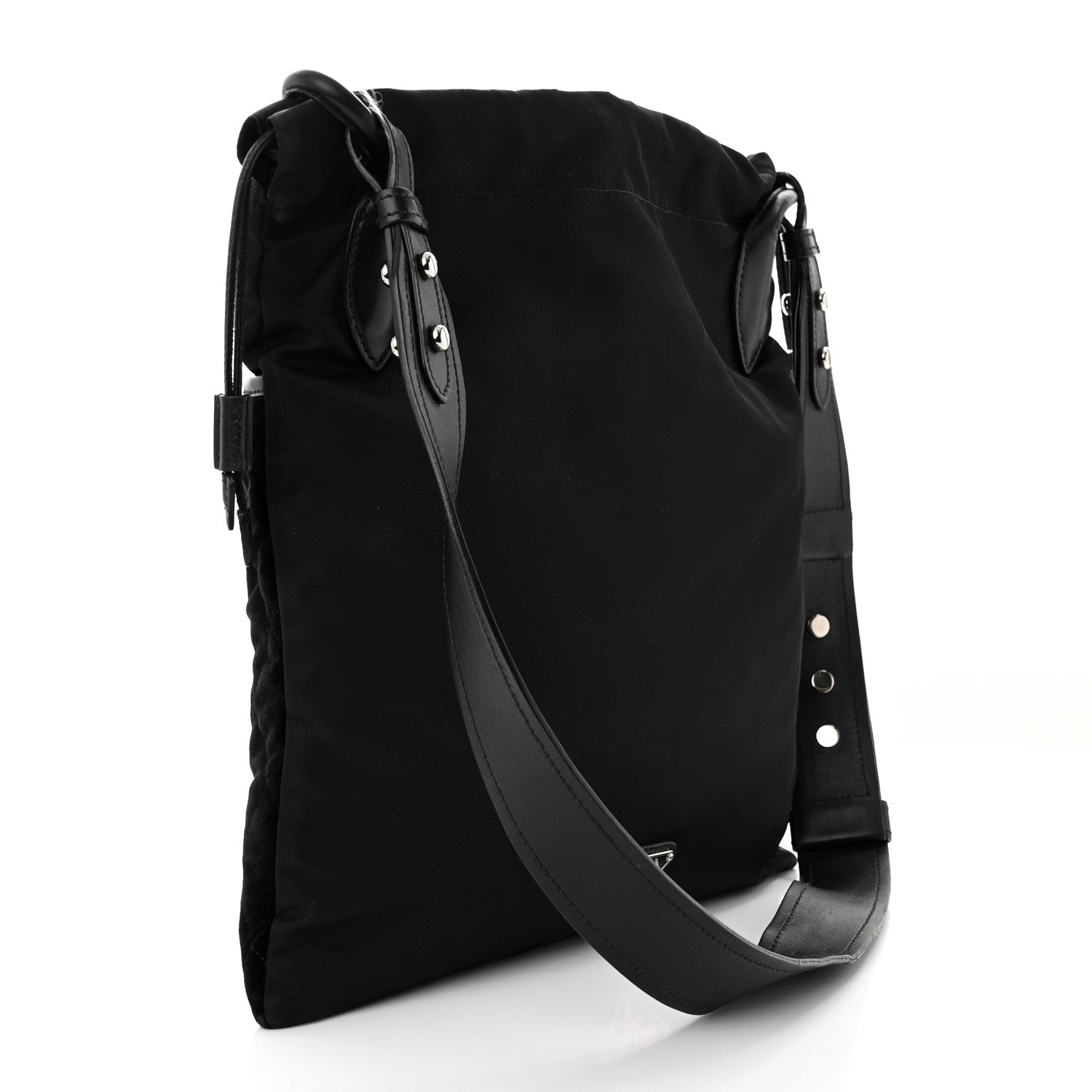 Prada Tessuto Nylon Velluto Ricamo Small Drawstring Bag Black 2 of 11