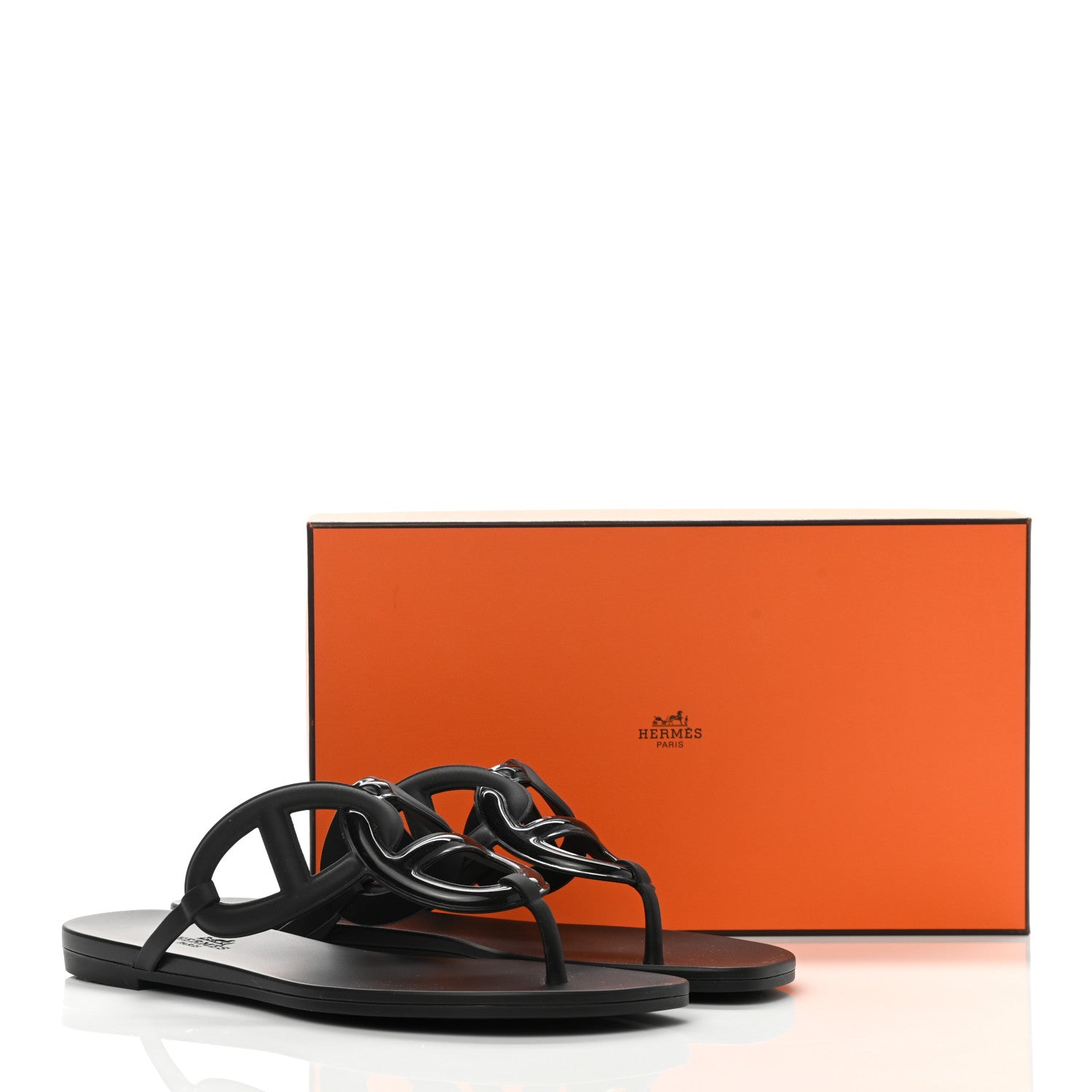 Hermes Rubber Womens Egerie Sandals 41 Black 8 of 8