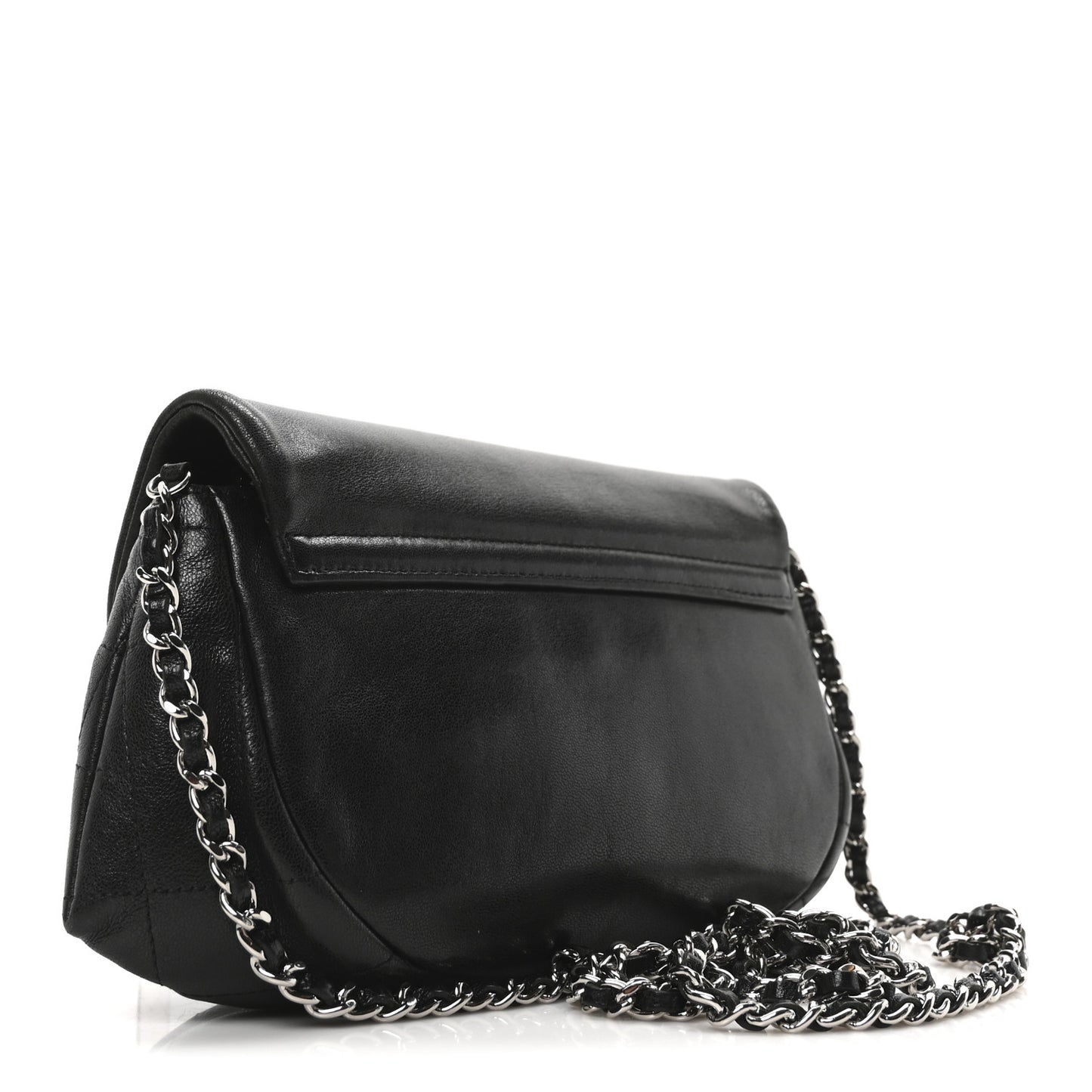 Lambskin Half Moon Wallet On Chain WOC Black