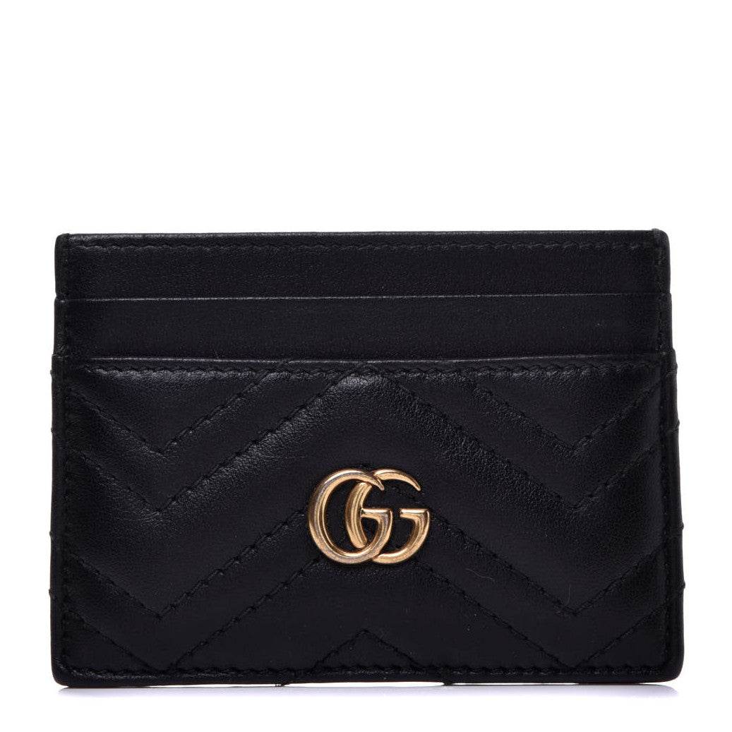 Calfskin Matelasse GG Marmont Card Holder Black