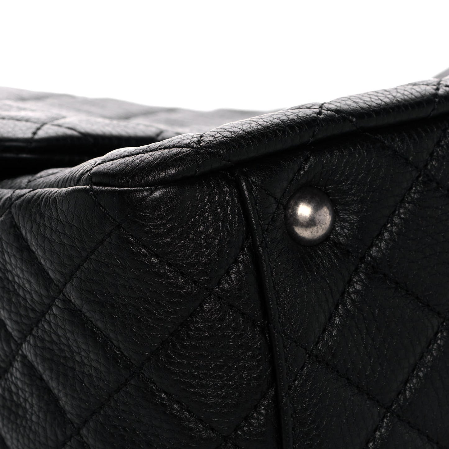 Calfskin Quilted XXL Travel Flap Bag Black