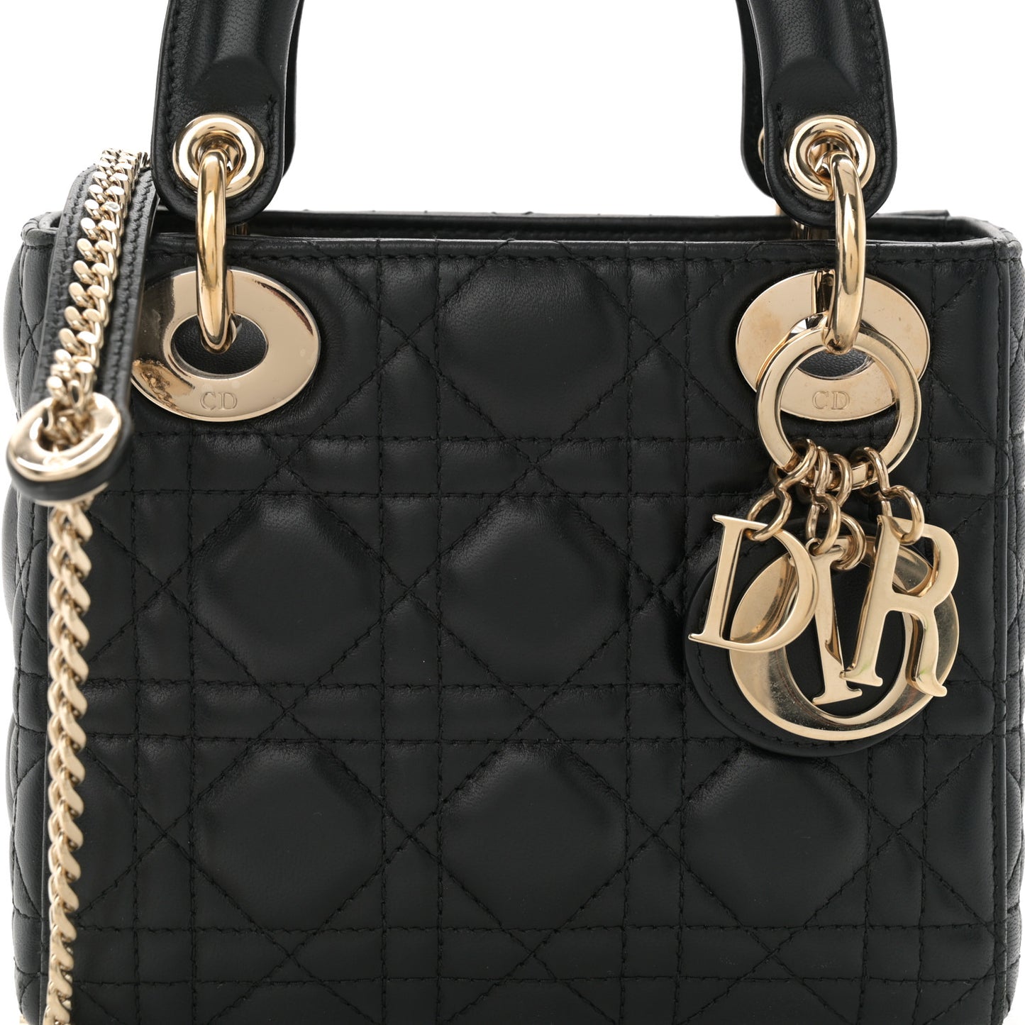 Lambskin Cannage Mini Lady Dior Black