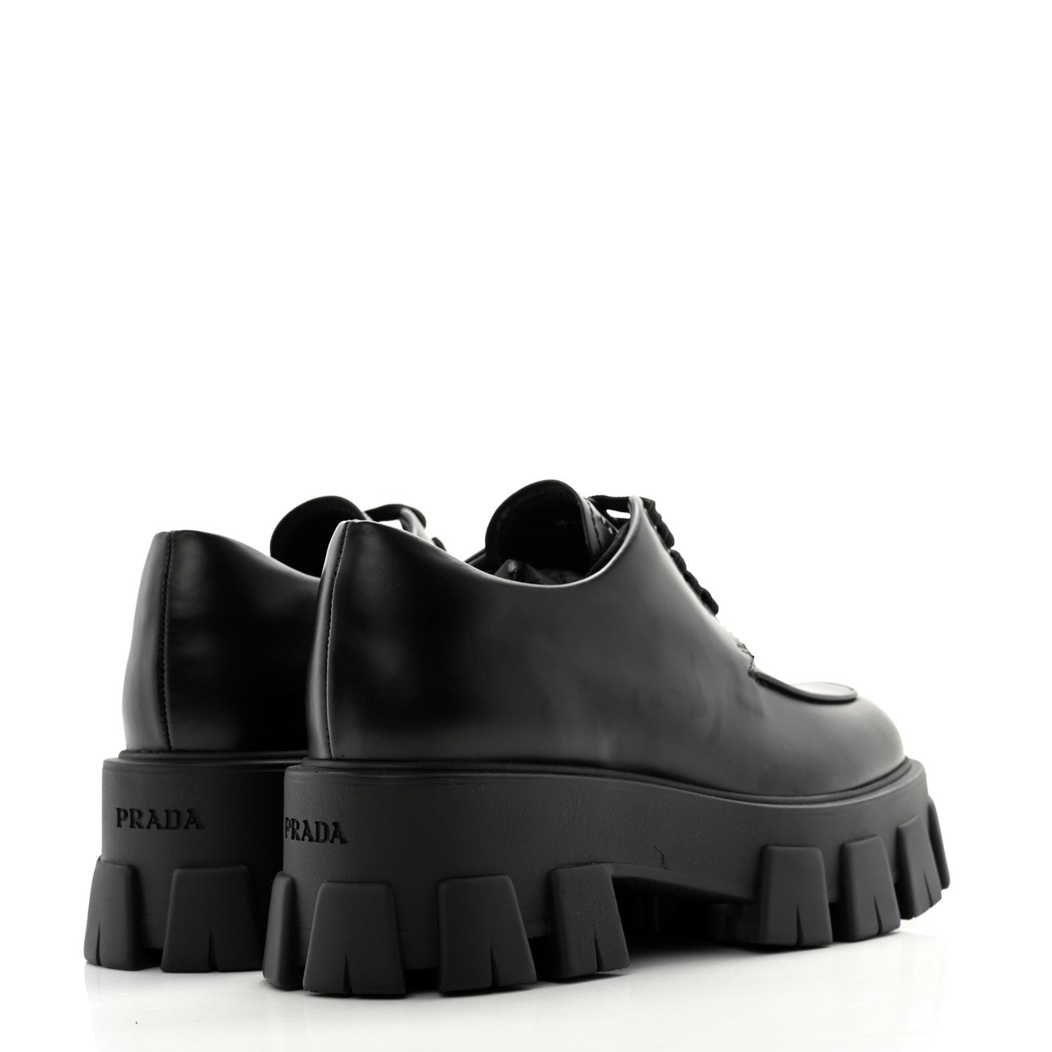 Prada Spazzolato Rois Monolith 55mm Derby Loafers 35.5 Black 4 of 9