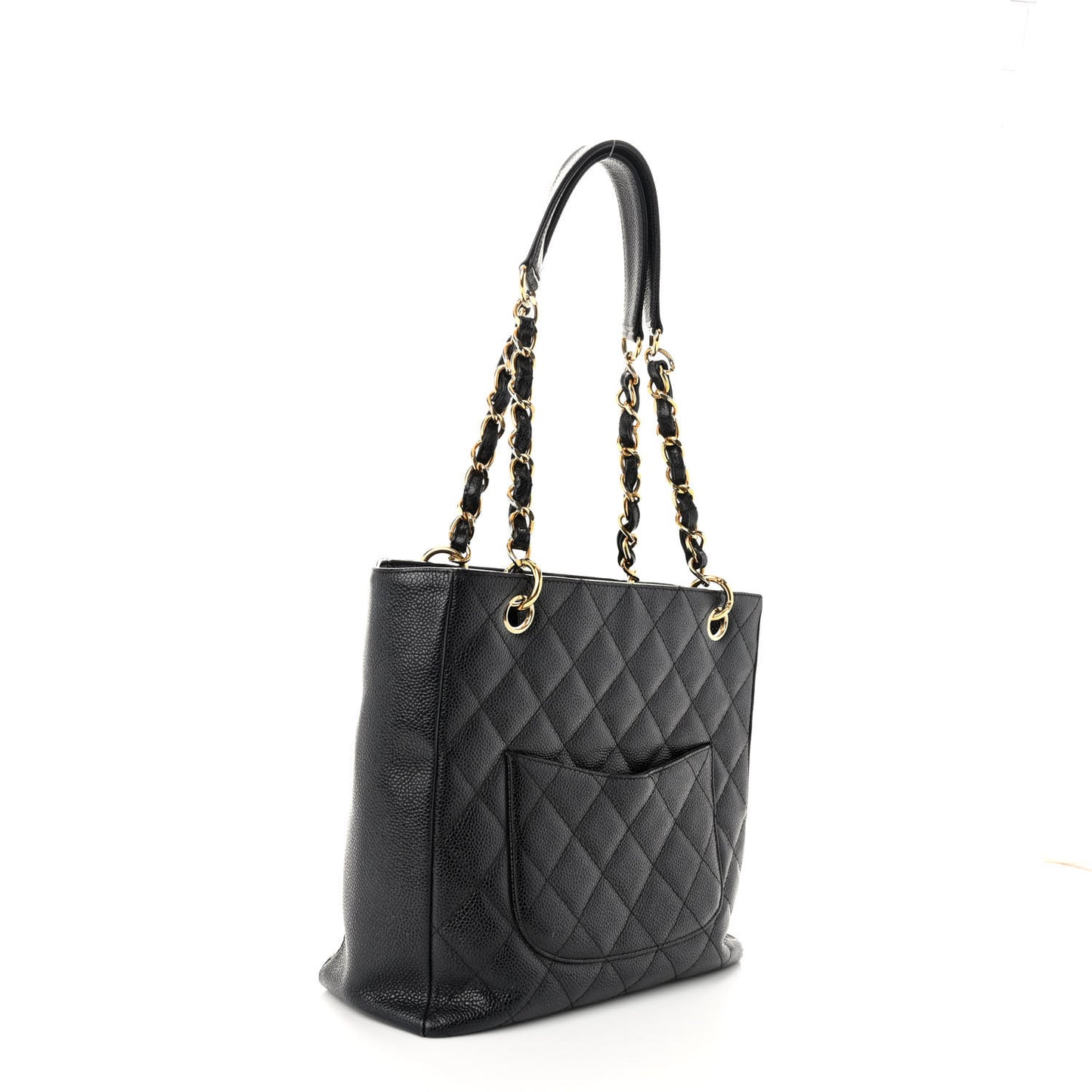 Caviar Quilted Petit Shopping Tote PST Black