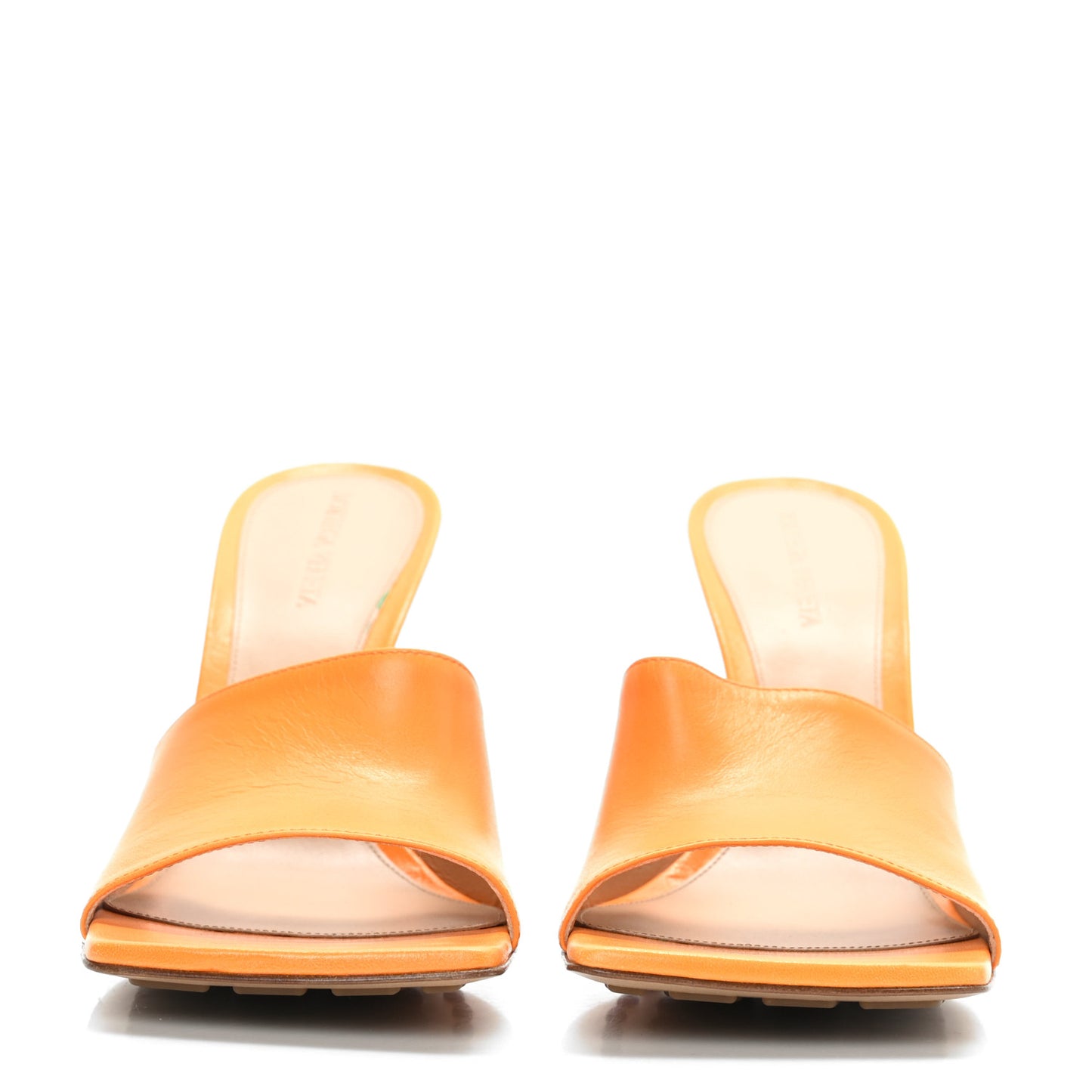 Lambskin Stretch 90mm Mule Sandals 40.5 Tangerine